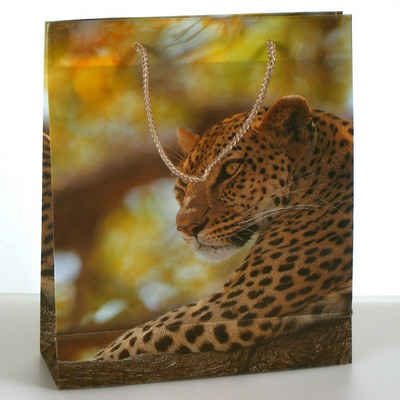 TSI Schreibwaren Aufbewahrungsbox Geschenktasche "Leopard" / Geschenktüten / Maße: 27x23x8cm
