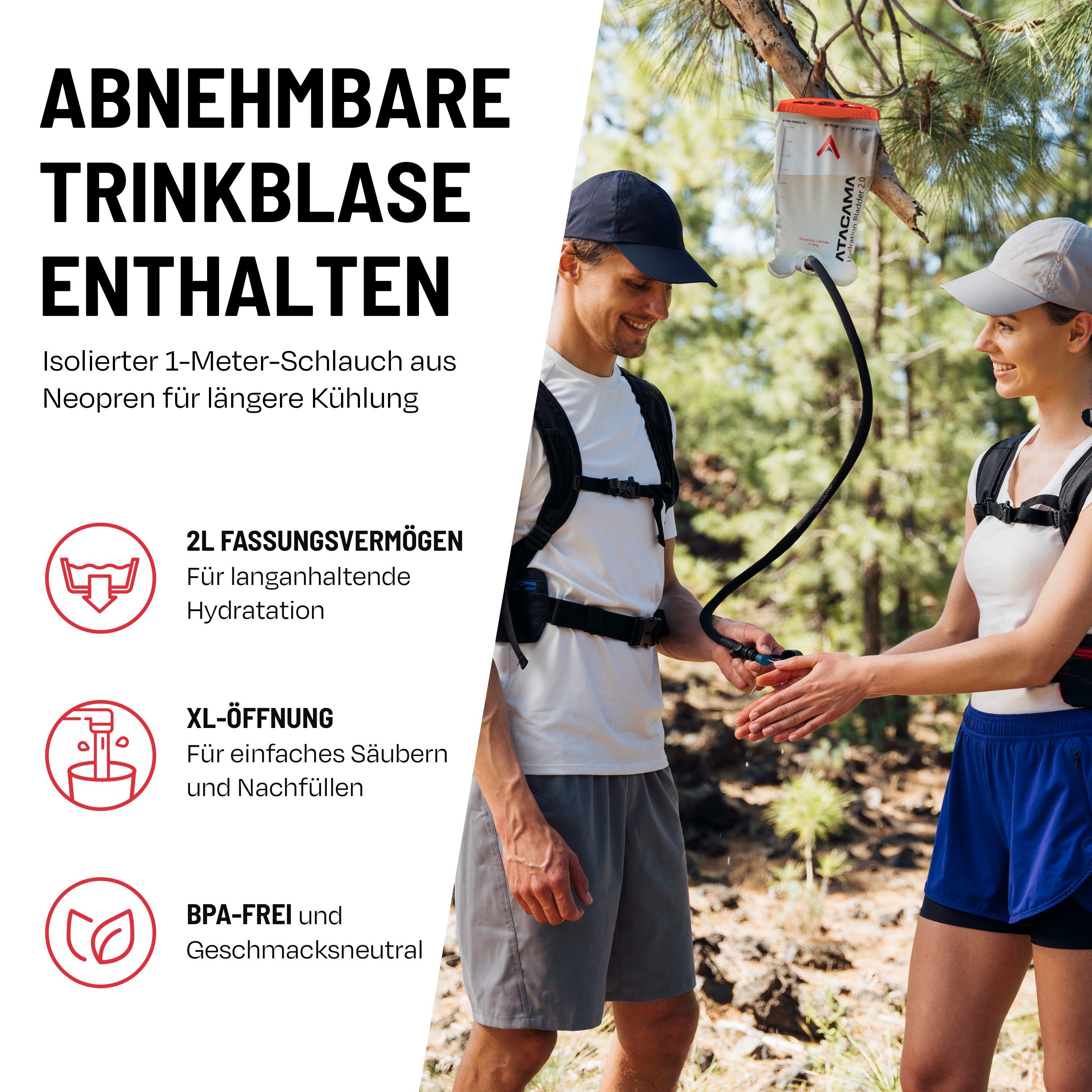 Blau zum und inklusive Laufen Trinksystem fahren 2l Fahrrad - Trinkrucksack, Atacama