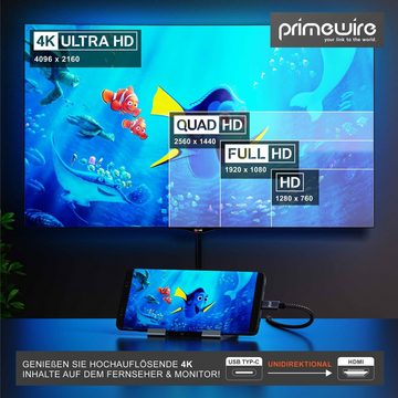 Primewire Audio- & Video-Kabel, USB-C, HDMI Typ A (200 cm), Konverterkabel Adapterkabel 4K 3840 x 2160 @ 60 Hz - 2m