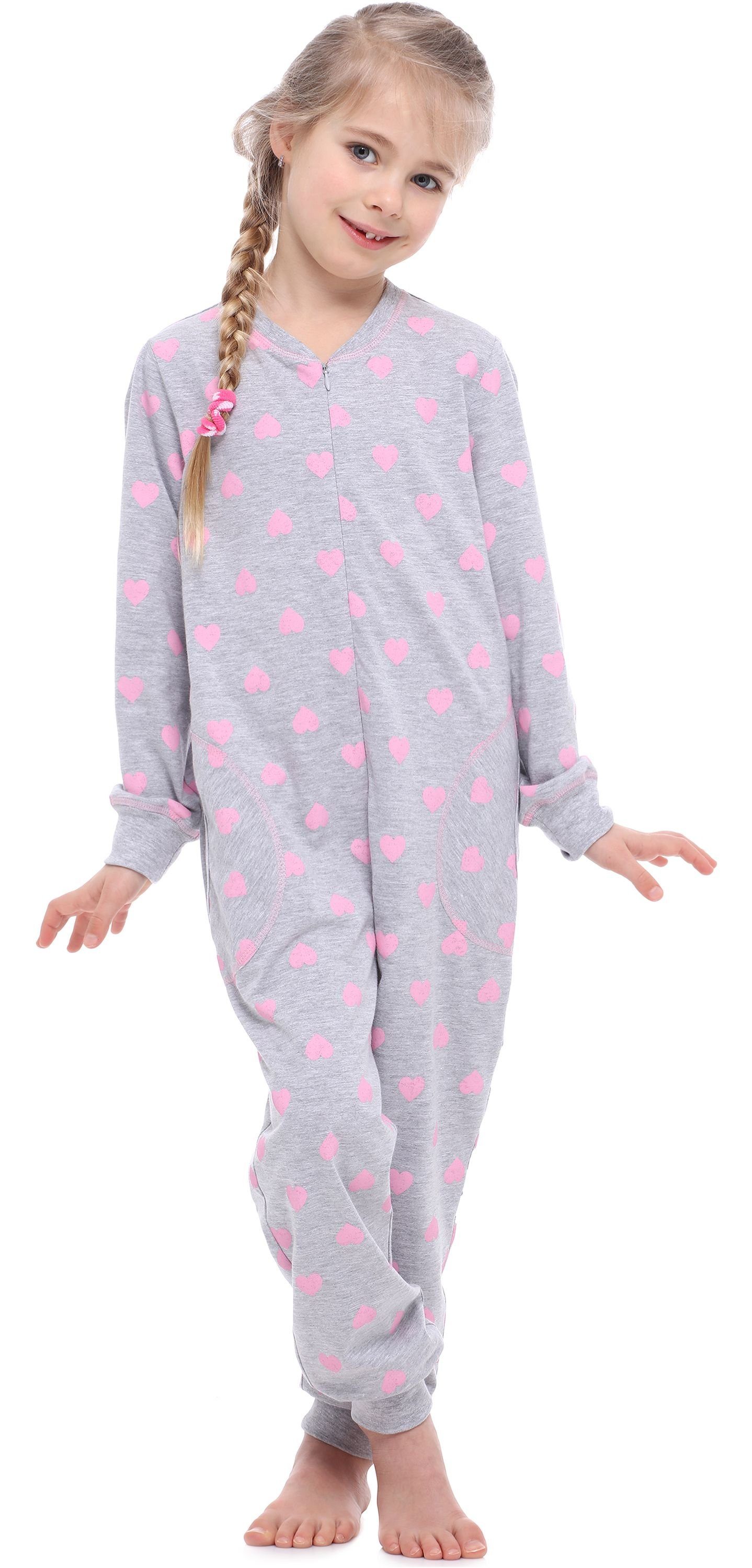 Mädchen Style Melange Schlafanzug Herzen Jumpsuit Rosa MS10-186 Merry Schlafanzug