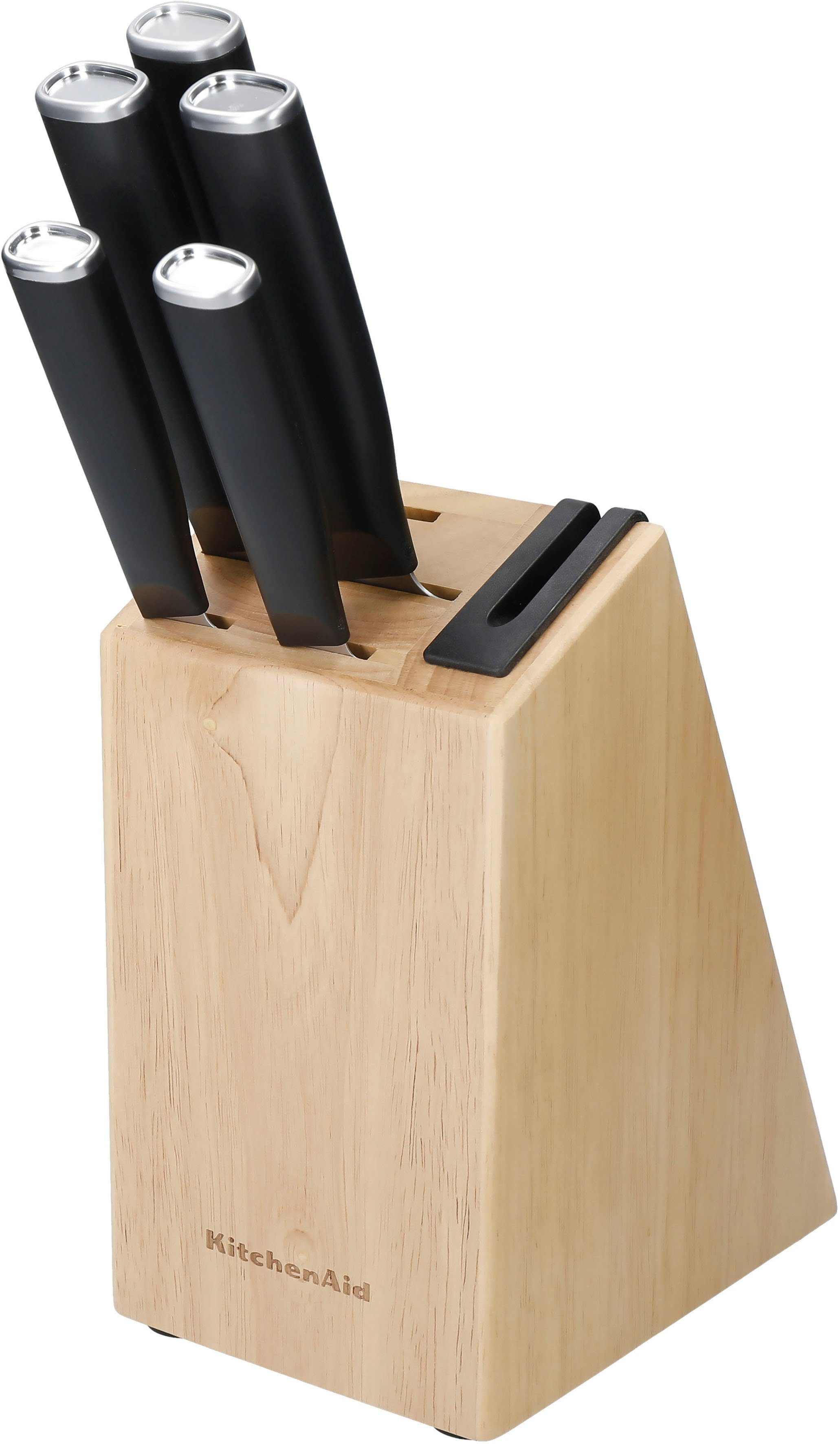 (5tlg), Messerblock japanischer KitchenAid Birkenholzblock Classic Schärfer, Stahl, Messer