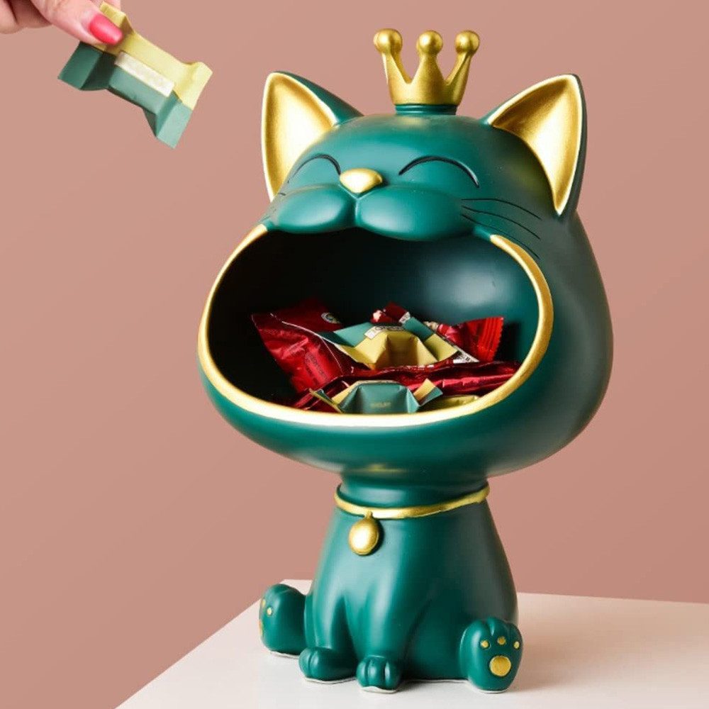 TUWENA Dekoschale Eingangshalle Schlüssel Aufbewahrungsbox Katze Skulptur Ornament