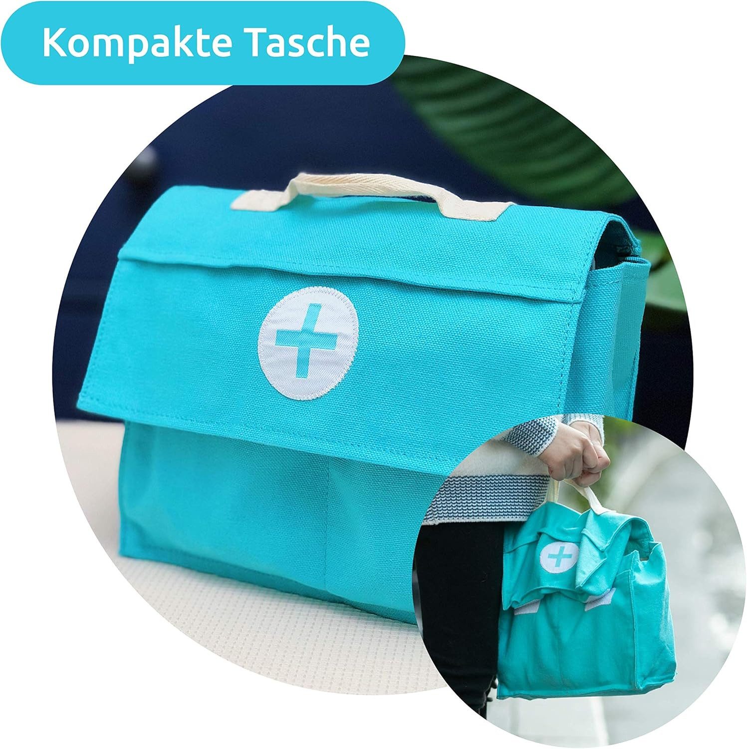 Esun Spielzeug-Arztkoffer Holz Arztkoffer Kinder Spielset Doktorkoffer Spielzeug 18 St., (SET, 18-tlg., Komplettset), Geschenk für Mädchen Jungen ab 3 4 5 6 7 8 Jahre