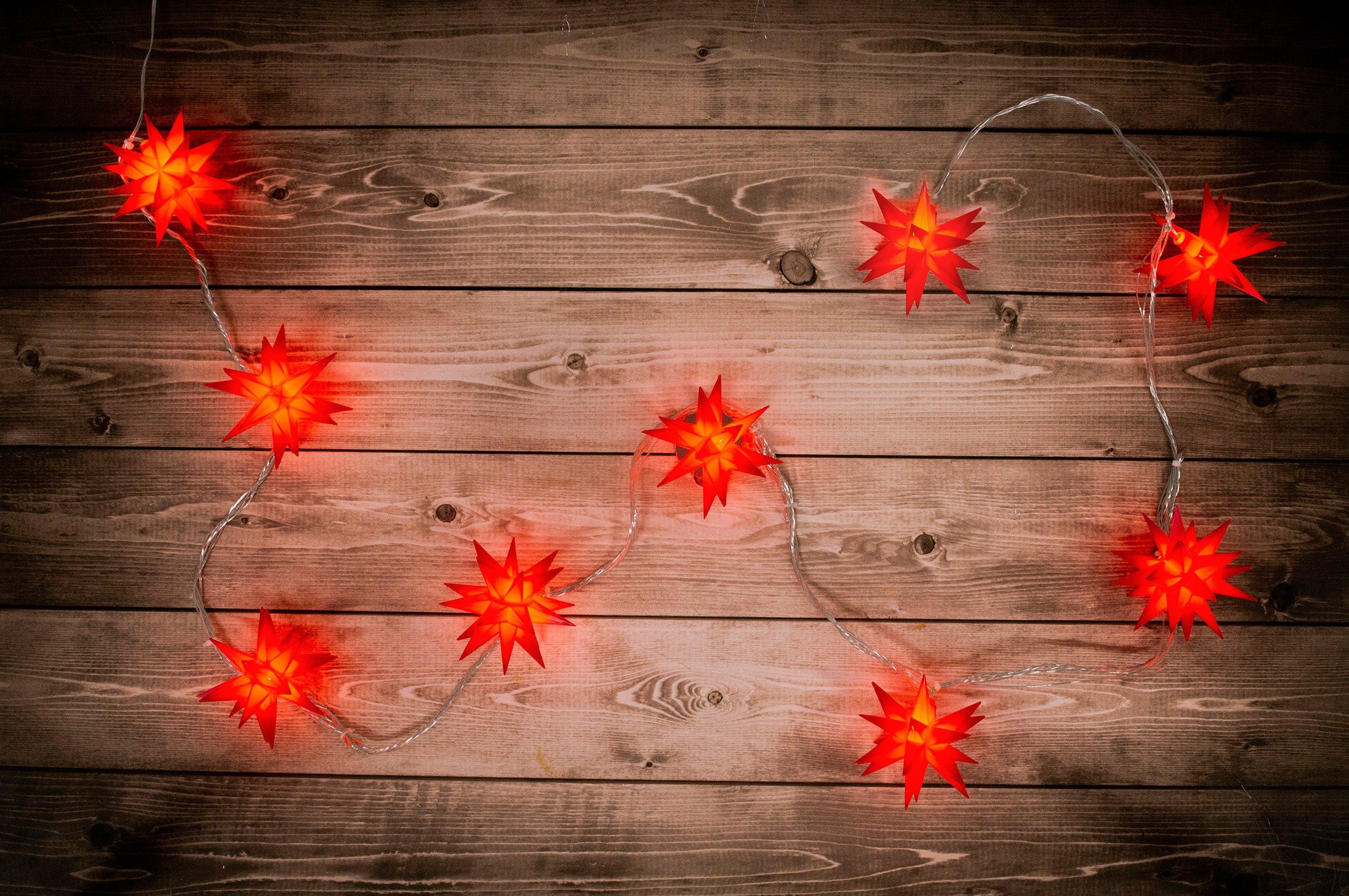 näve LED-Lichterkette Fairy Lights, Weihnachtsdeko, Länge Ges. ca. 740 cm, Zuleitung 500 cm, 9-flammig, mit 9 Sternen in 3D Optik, Outdoor Weihnachtslichterkette, IP44