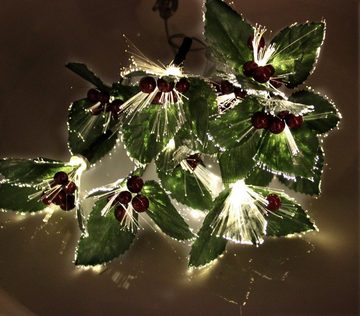 BURI LED Dekolicht LED Solar-Lichterkette Ilex Stechpalme Girlande Weihnachtsdeko Balkond