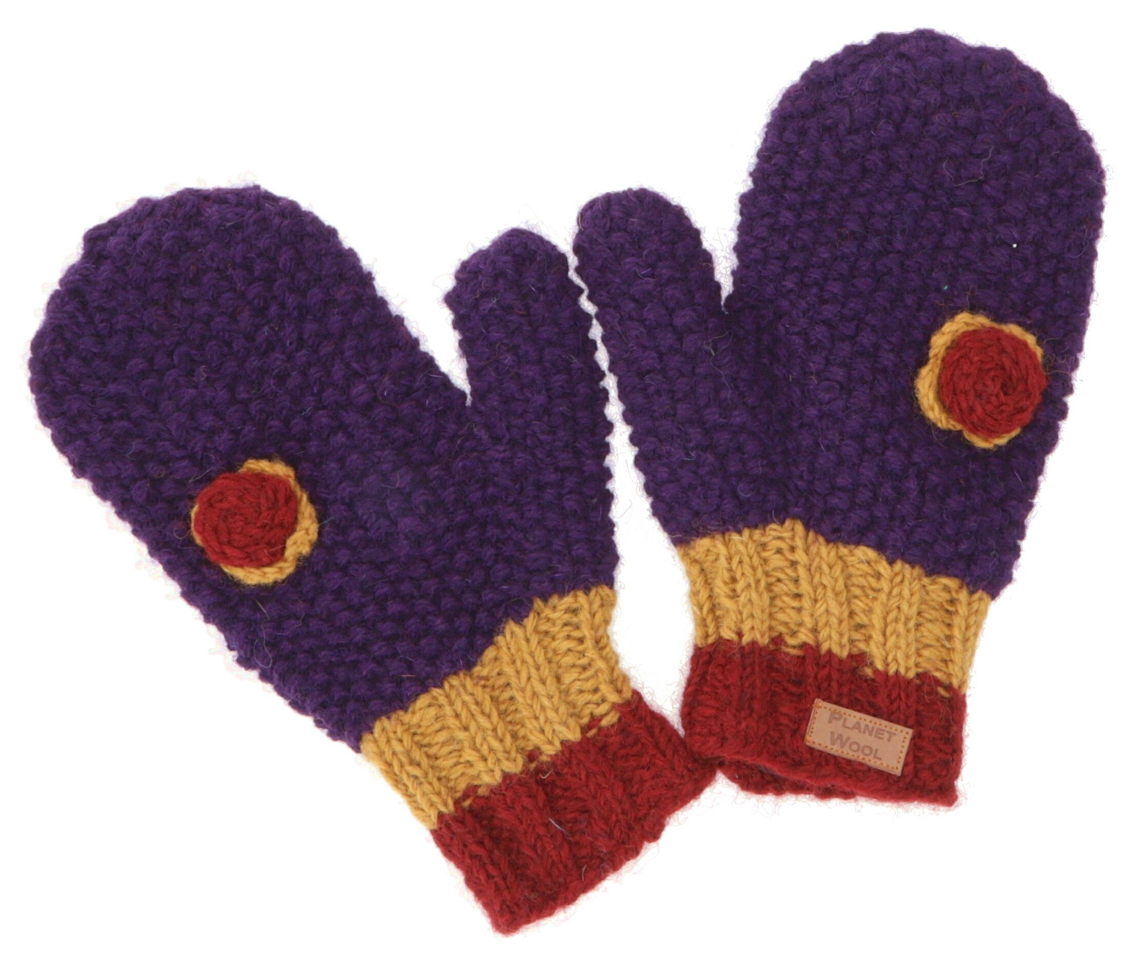 Guru-Shop Strickhandschuhe Handschuhe, gestrickte Fausthandschuhe mit.. violett