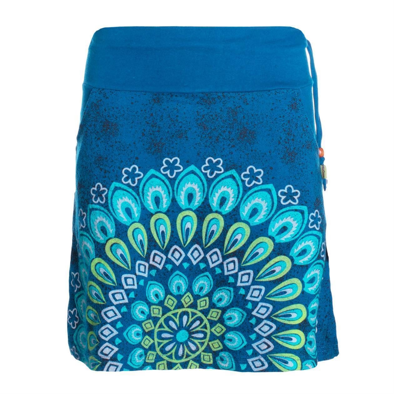 Vishes Minirock Damen Baumwolle Blumen-Muster breiter Bund zum Schnüren mit Taschen Alternative Bekleidung, Ethno, Hippie, Retro Style