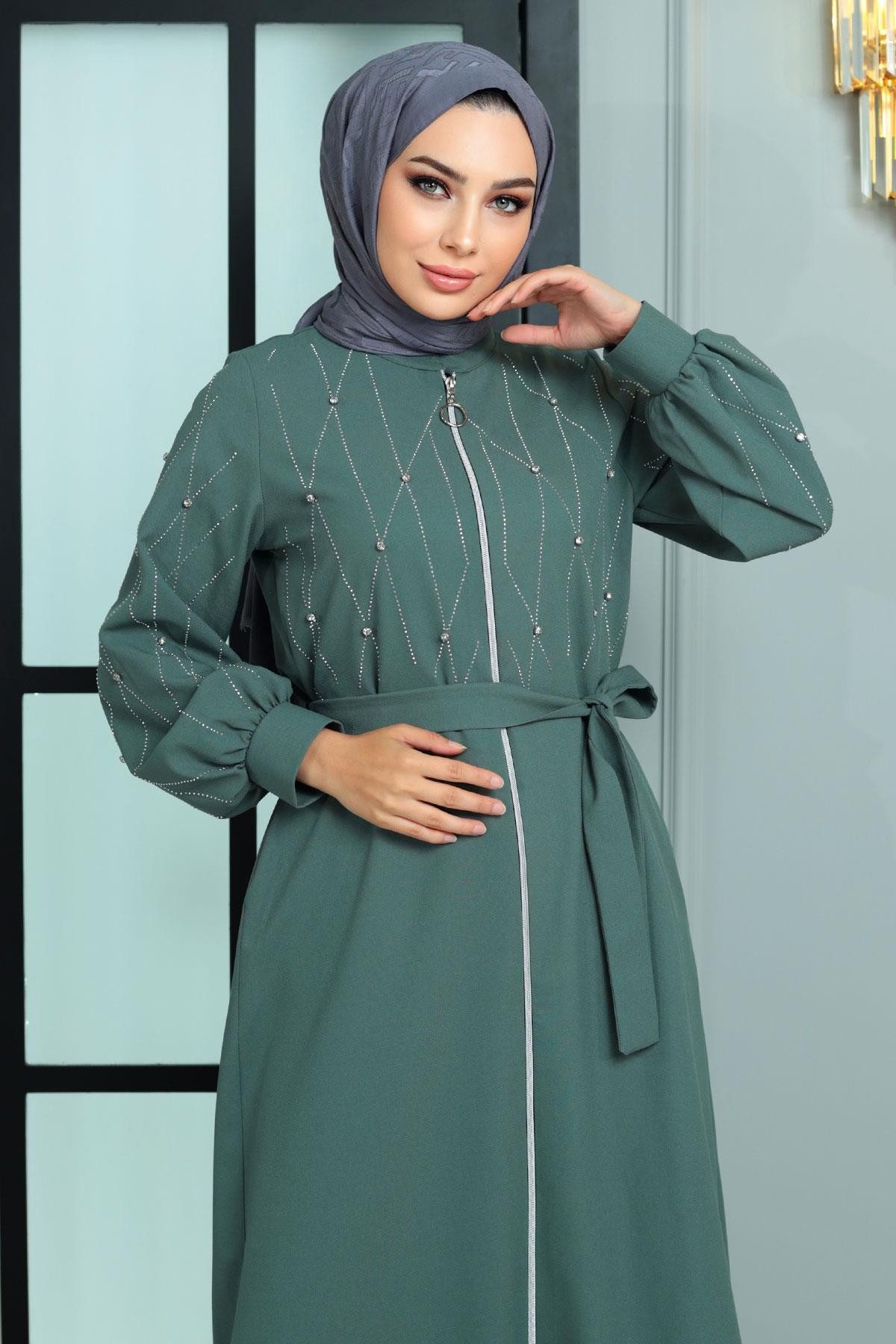 MODAMİHRAM Maxikleid Stein Detail Abaya günstig online kaufen