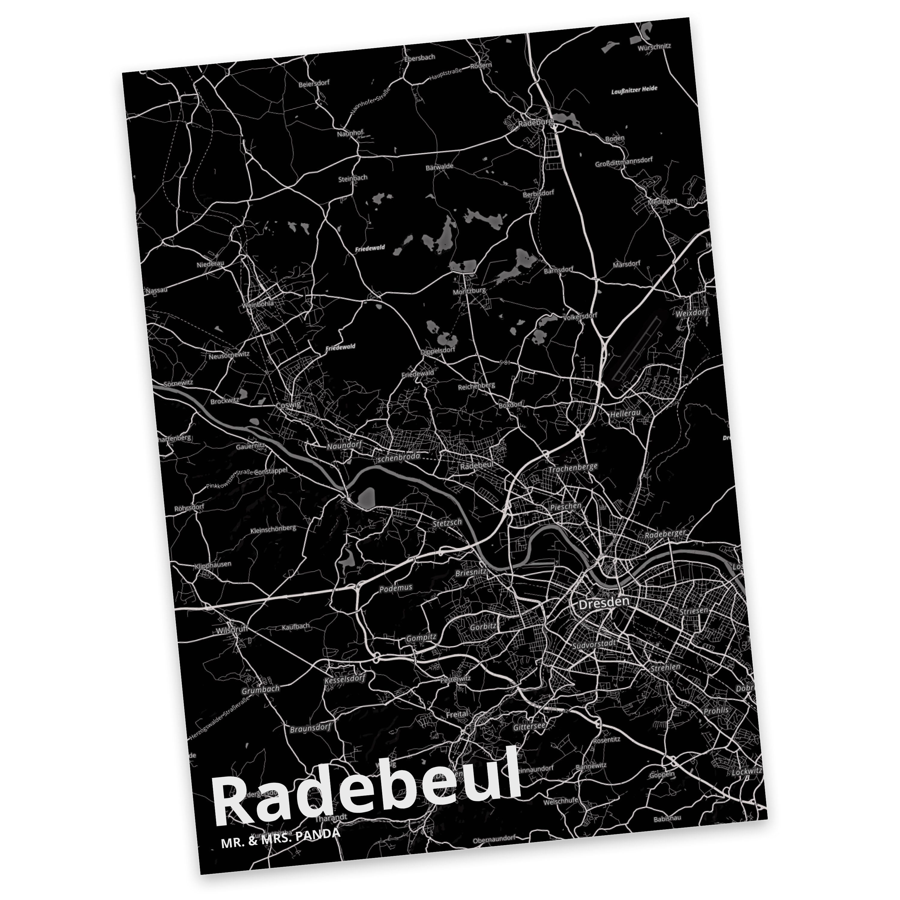Mr. & Mrs. Panda Postkarte Radebeul - Geschenk, Stadt, Karte, Stadt Dorf Karte Landkarte Map Sta