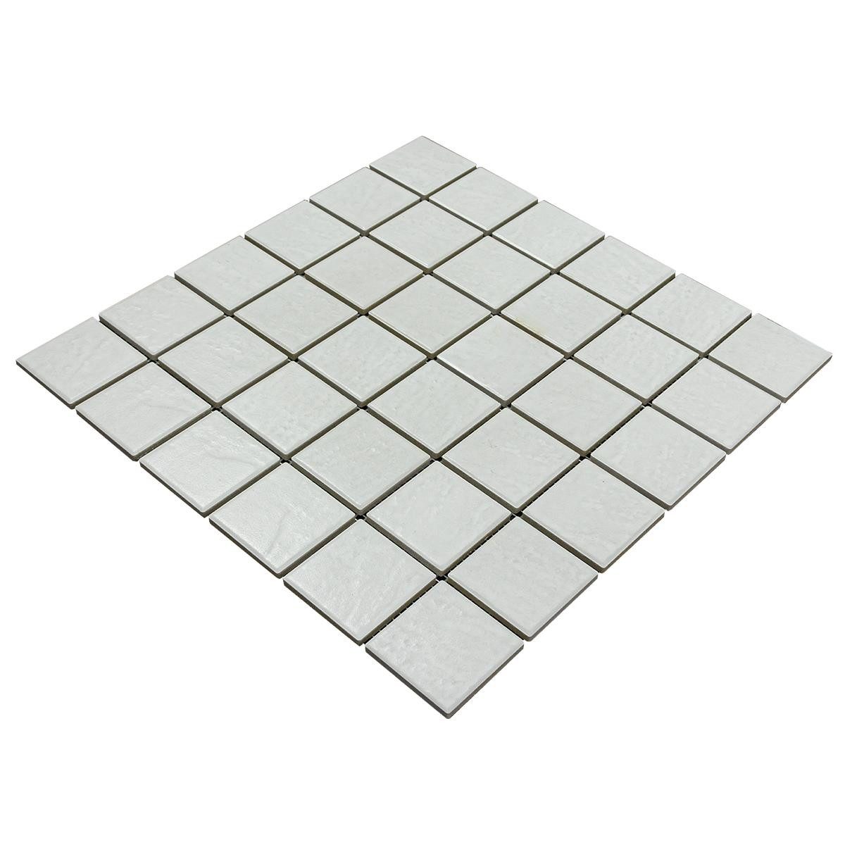 Mosafil Mosaikfliesen Keramikmosaik Fliesen Palazzia, Keramik 29.700x29.700, weiß, Verlegefertig auf ein Netz geklebt - Frostsicher - Wasserdicht -
