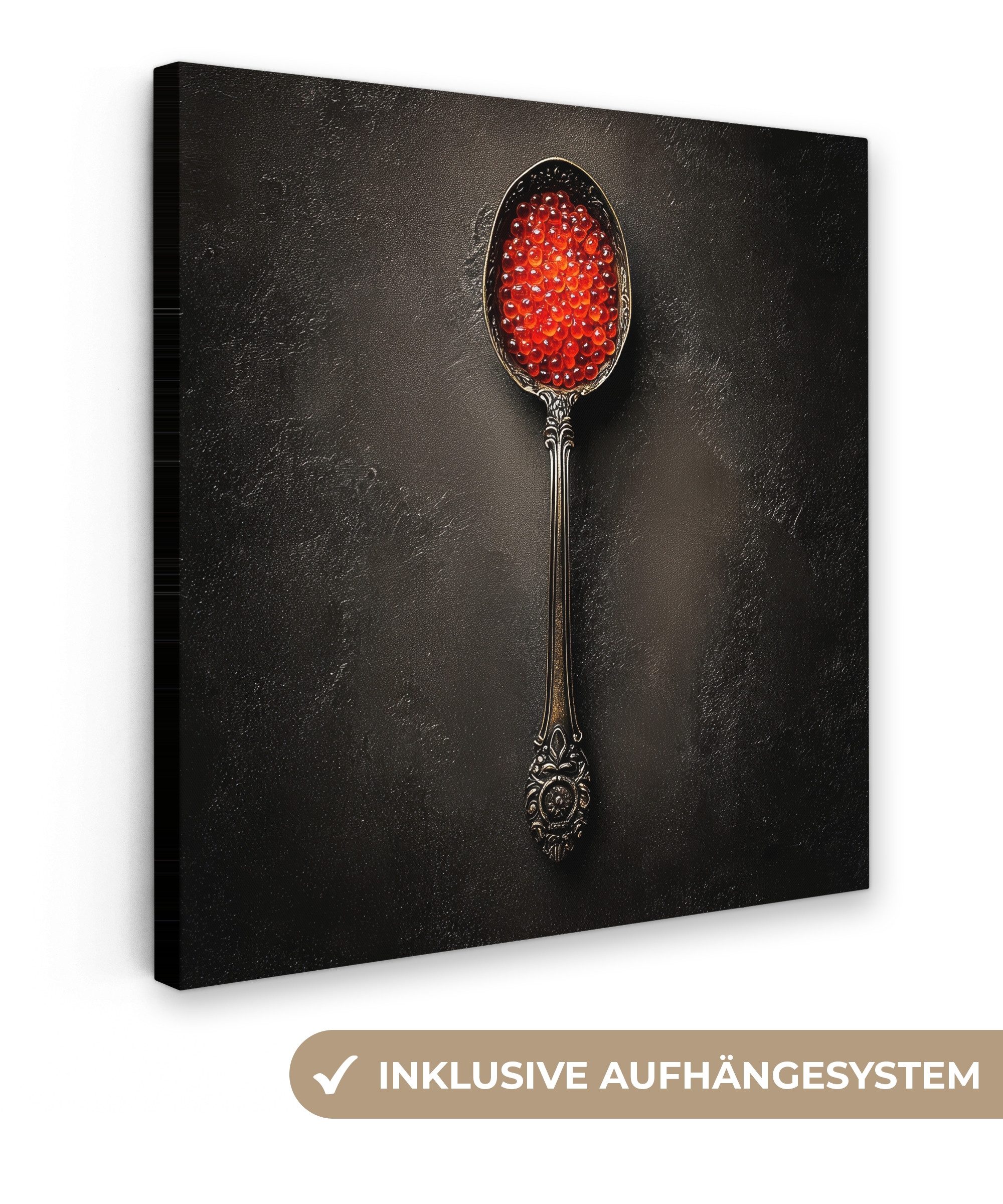 OneMillionCanvasses® Leinwandbild Schwarz - Löffel - günstig online kaufen