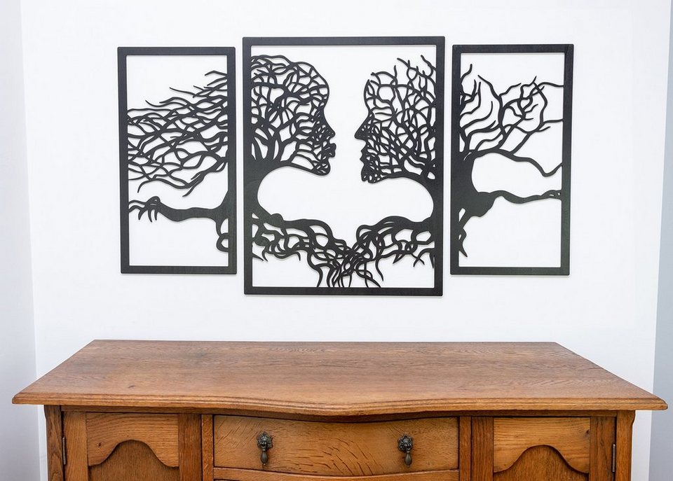 ORNAMENTI Holzbild 3D grosse Wandpaneel Gesichter Baum, Wanddekoration,  Handmade