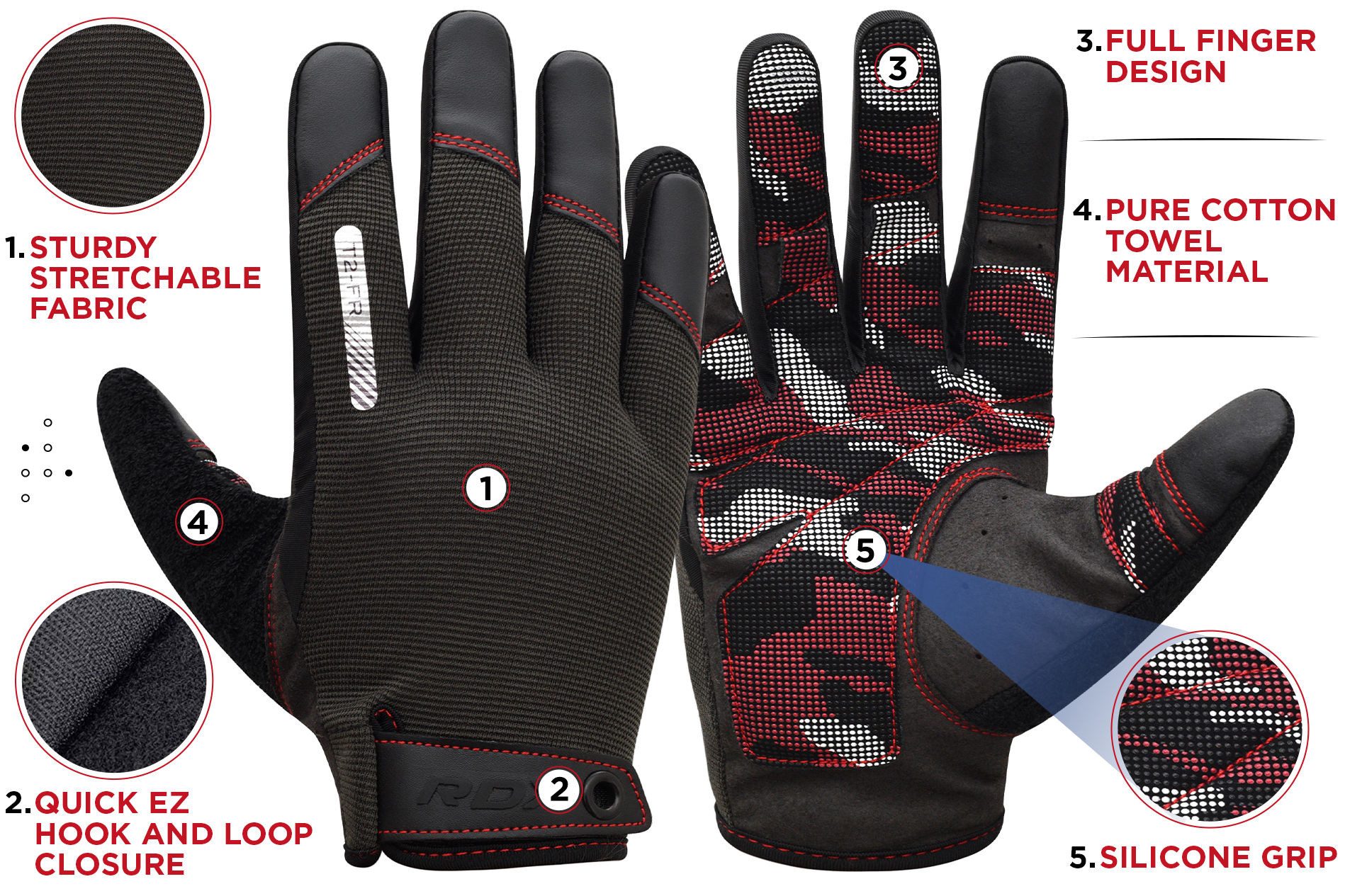 RDX Trainingshandschuhe RDX Fitness Handschuhe voller Finger Frauen Männer Touchscreen langen
