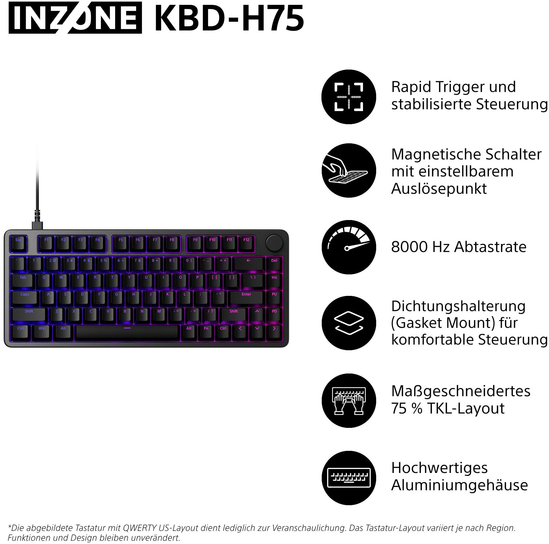 Sony INZONE KBD-H75 Gaming-Tastatur