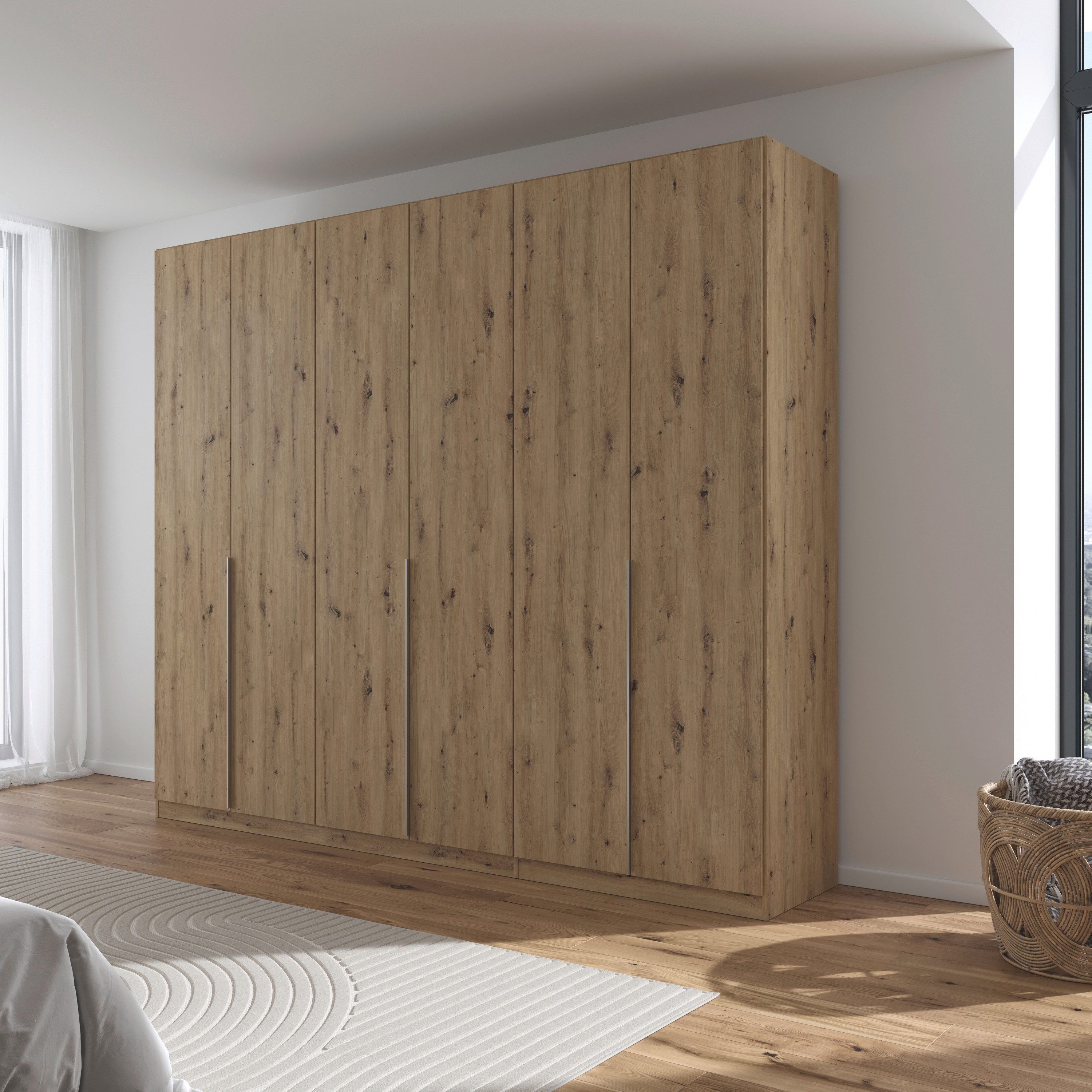 OTTO home Drehtürenschrank Kleiderschrank Schrank Garderobe AGORDO Schlafzimmer (in zwei Griff-Farben, Breiten 91-405 cm, Dekor- oder Hochglanzfront) durchdachte Innenausstattung, in 8 Breiten und 2 Höhen MADE IN GERMANY