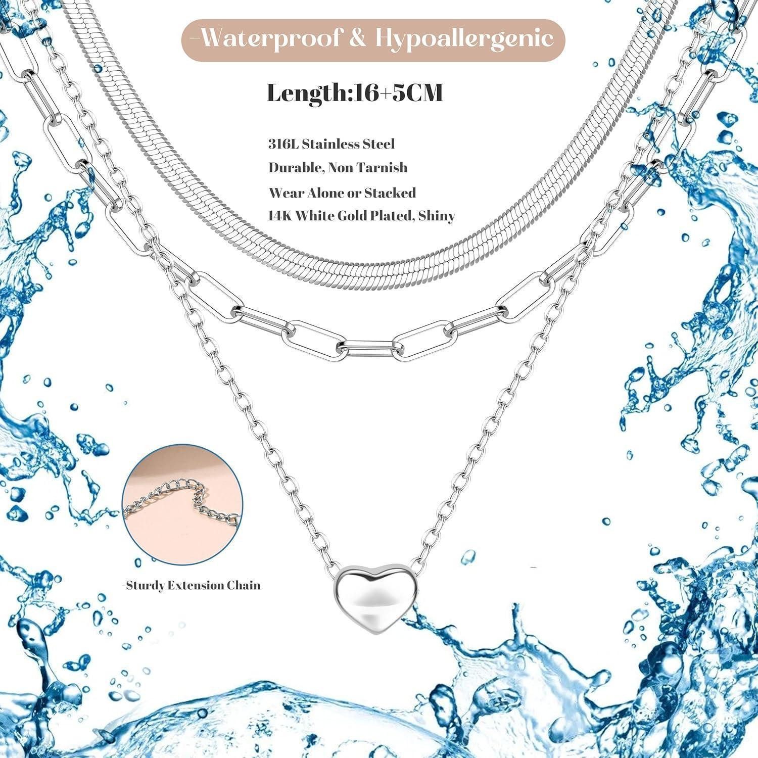 LuxusKollektion Edelstahlketten-Set Stapelbare Damen Halsketten Set Edelsta günstig online kaufen