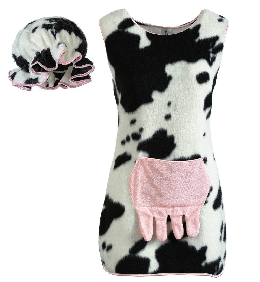 Fries Kostüm Damen Kostüm Kleid Kuh Elsa mit Mütze Karneval Fasching, Mit M günstig online kaufen