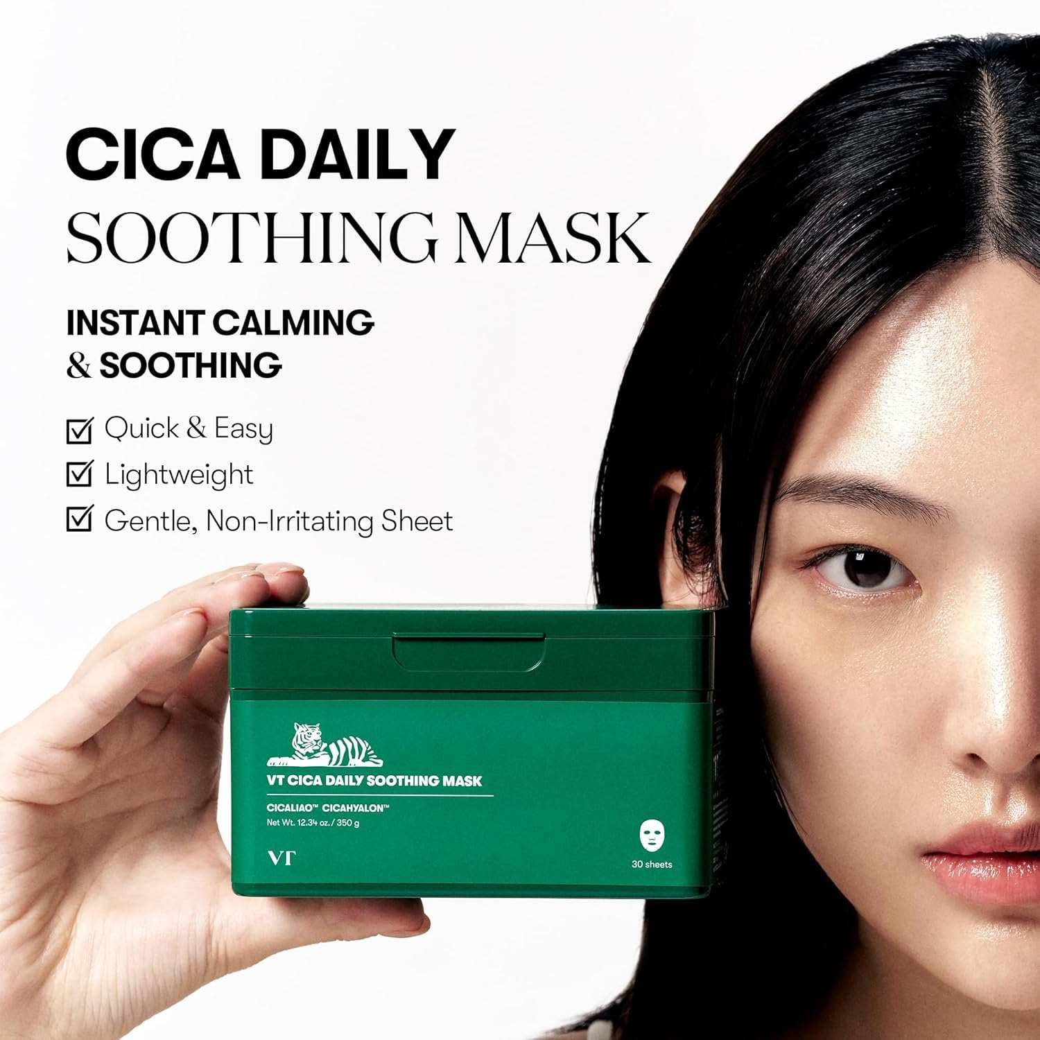 VT Cosmetics Gesichtsmaske Cica Daily Soothing Mask – beruhigende Tuchmasken für empfindliche Haut – 30 St, – hydratisierend & regenerierend