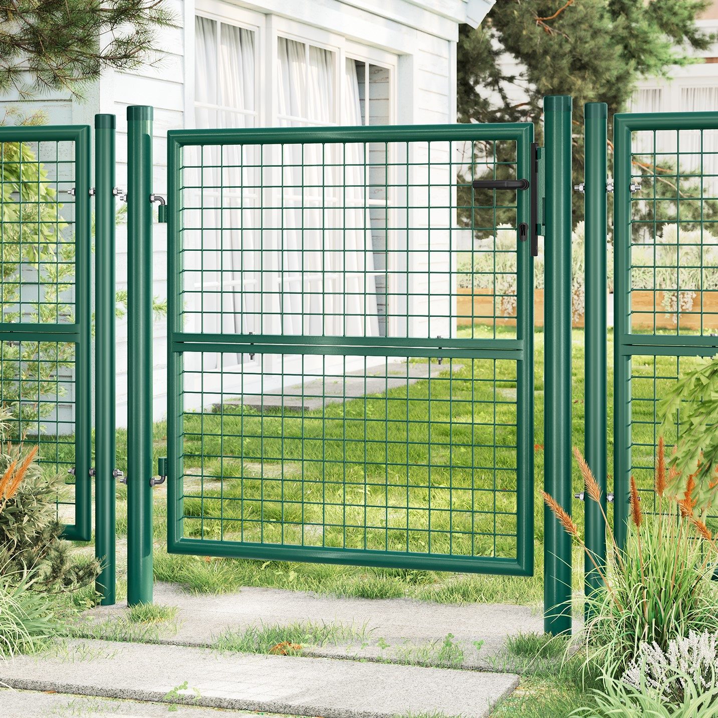 SONGMICS Gartentor Gartentür Zauntür Zauntor Gartenzaun, verzinkter Stahl, abschließbar