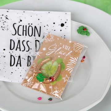 Logbuch-Verlag Dekofigur 10 goldene Hufeisen mit "Viel Glück" Karte (Set, 10 St), fertig verpackte Gastgeschenke