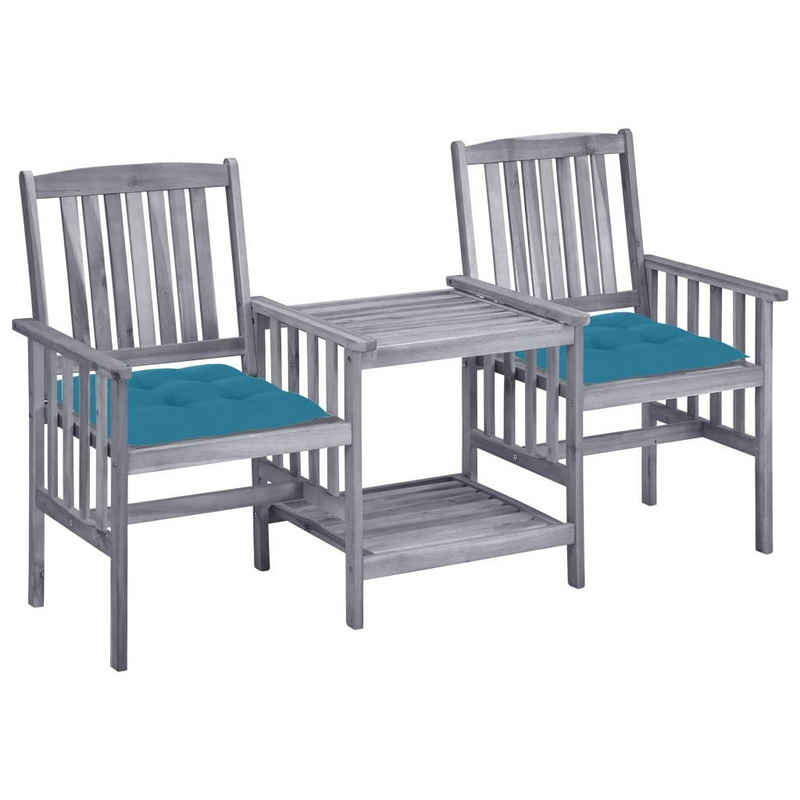 vidaXL Gartenlounge-Set Gartenstühle mit Teetisch und Kissen Massivholz Akazie, (1-tlg)