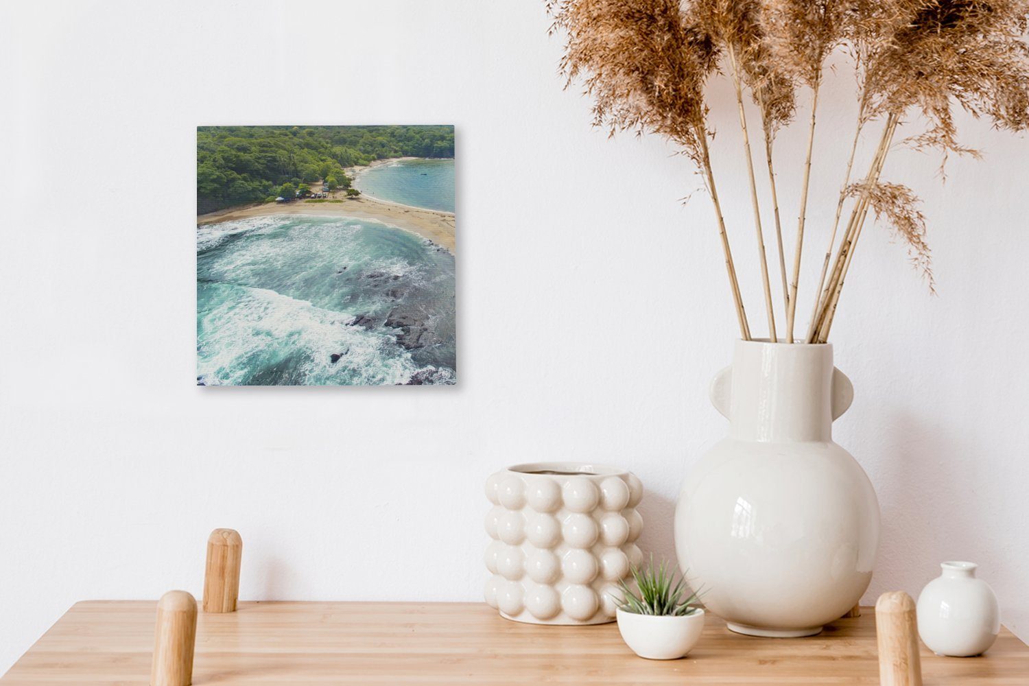 OneMillionCanvasses® Leinwandbild Strand in auf Bilder Leinwand Wasser Rica mit Schlafzimmer (1 Wohnzimmer zwei für Seiten, St), Costa