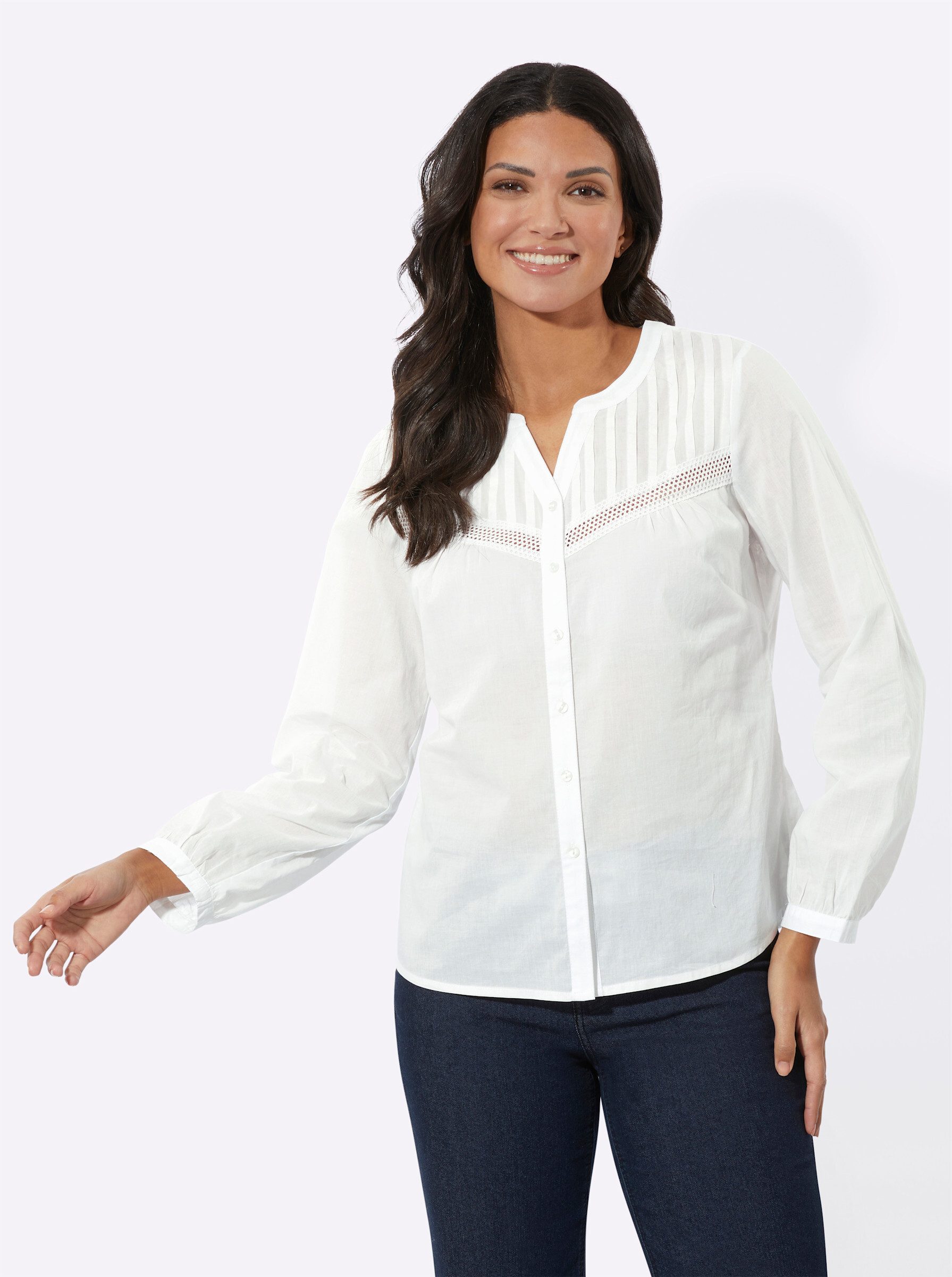 Sieh an! Klassische Bluse Langarm-Bluse Langarm