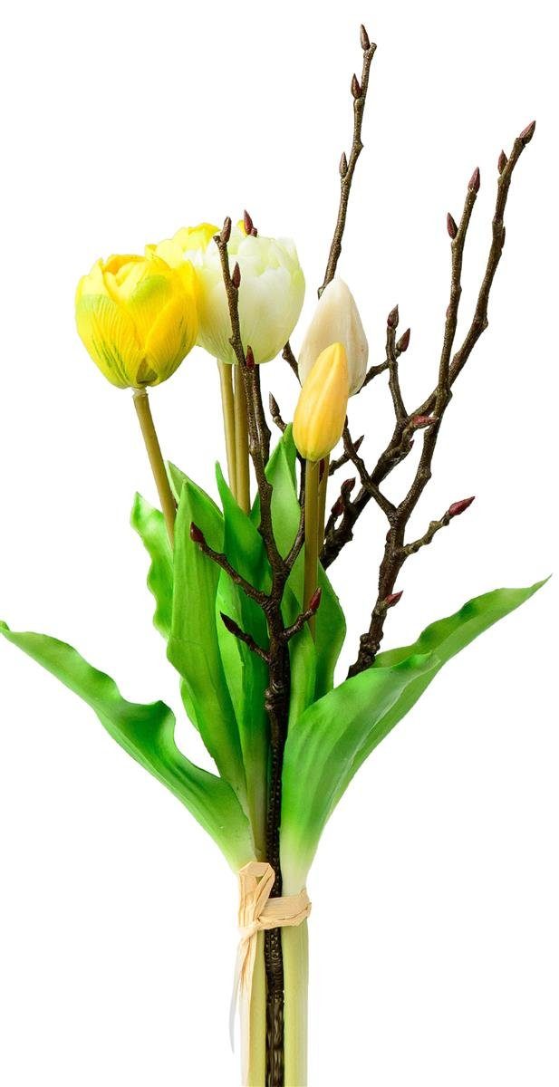 Kunstblume dekojohnson Künstliche blühende Tulpen-Blume als Bund 5 Stück einzeln Kunstpflanze, dekojohnson, Höhe 16 cm | Kunstblumen