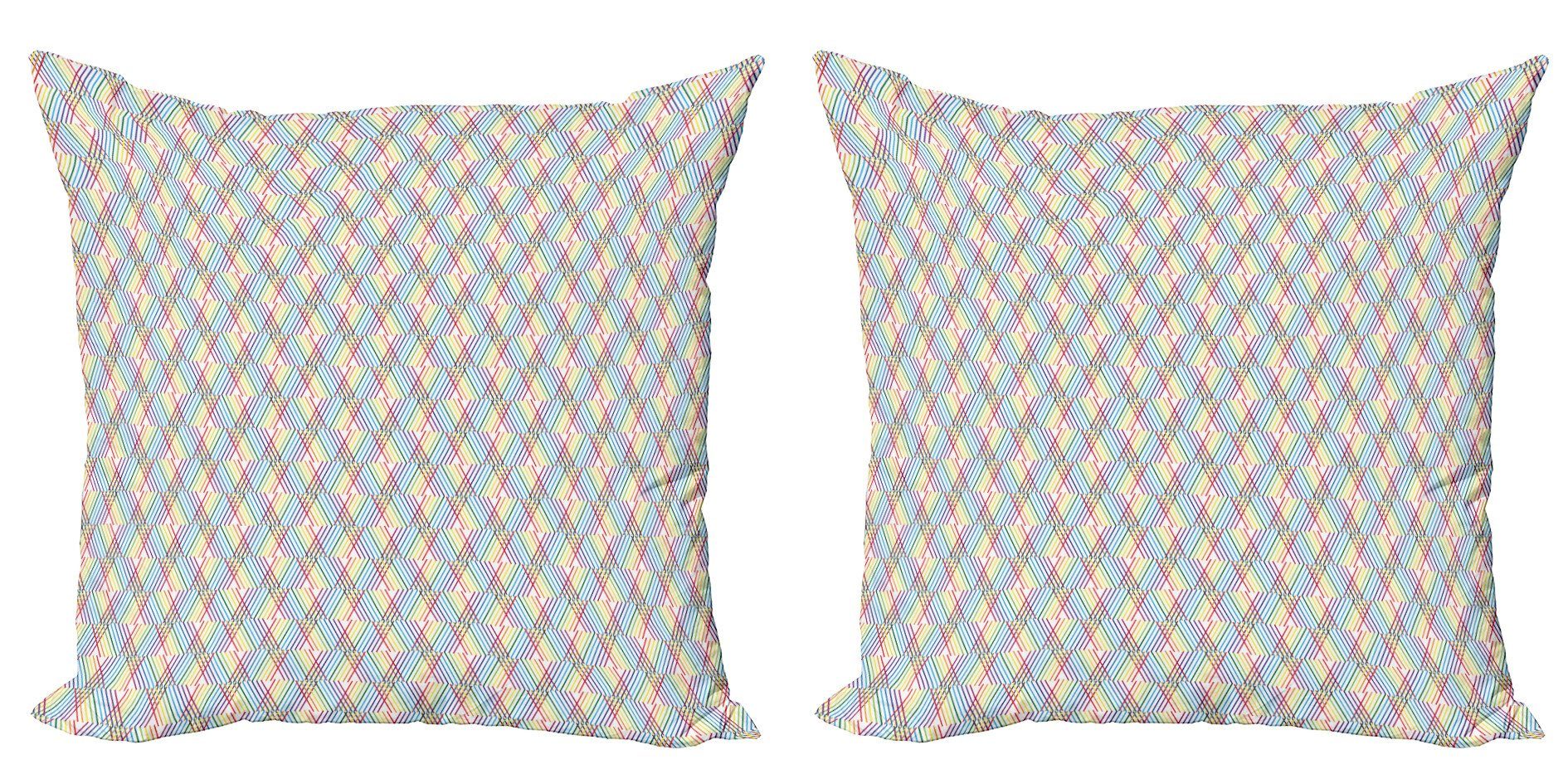 Kissenbezüge Modern Accent Doppelseitiger Digitaldruck, Abakuhaus (2 Stück), Abstrakt Diagonal Bunte Streifen