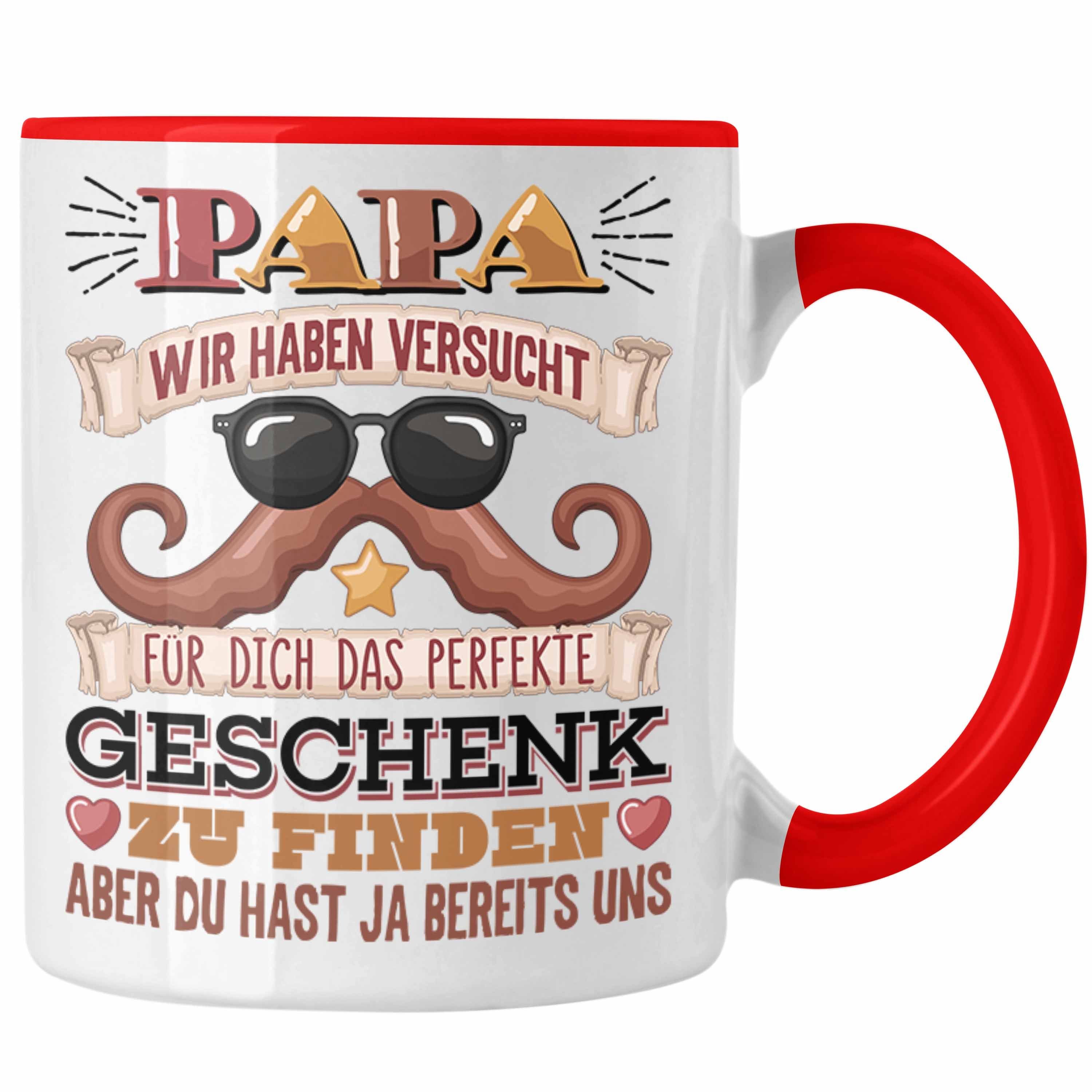 Trendation Tasse Bester Vater Papa Tasse Geschenk zum Vatertag Lustiger Spruch von Kind Rot