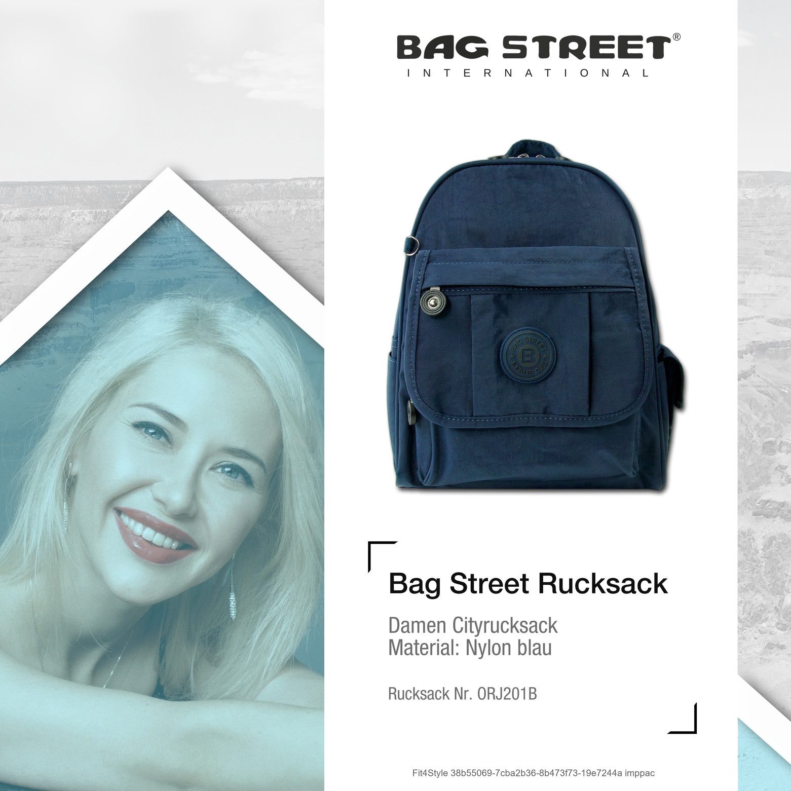 BAG STREET Freizeitrucksack Bag Street Rucksack Crinkle Nylon navy (Cityrucksack), Damen, Jugend Cityrucksack, Freizeitrucksack Nylon, blau ca. 30cm hoch – Bild 5 von 5