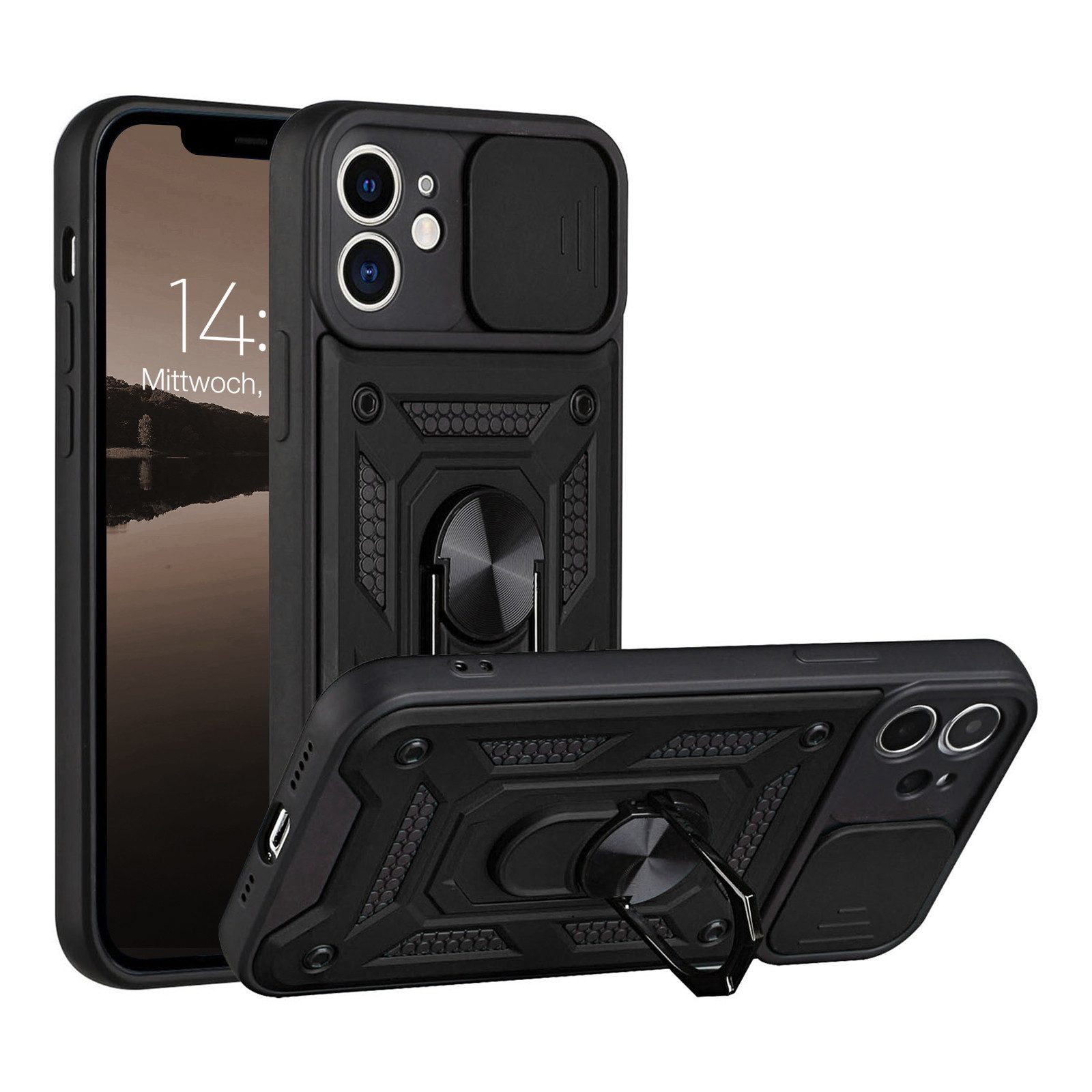 Tec-Expert Handyhülle Outdoor Cover Hülle für Apple iPhone 12 6.1 Zoll, 6.1", Premium Hülle mit Kameraschutz aus verstärktem Polycarbonat