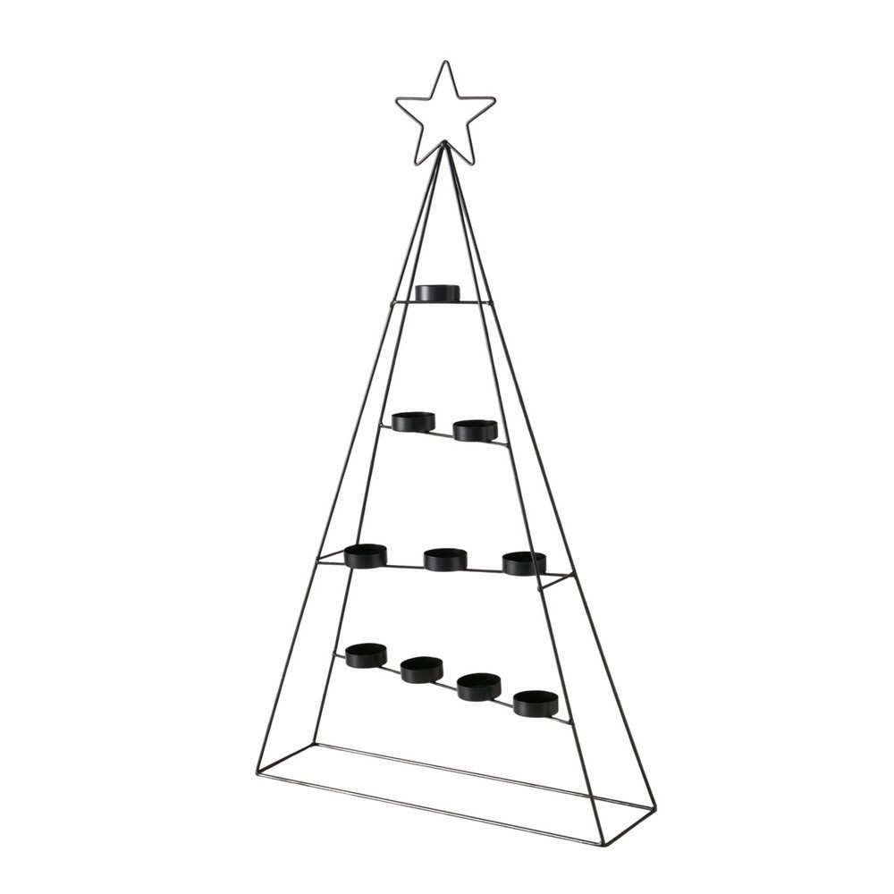 BOLTZE Windlicht Настольные лампы LICHTERBAUM schwarz Metall H70cm Tannenbaum Weihnachtsb