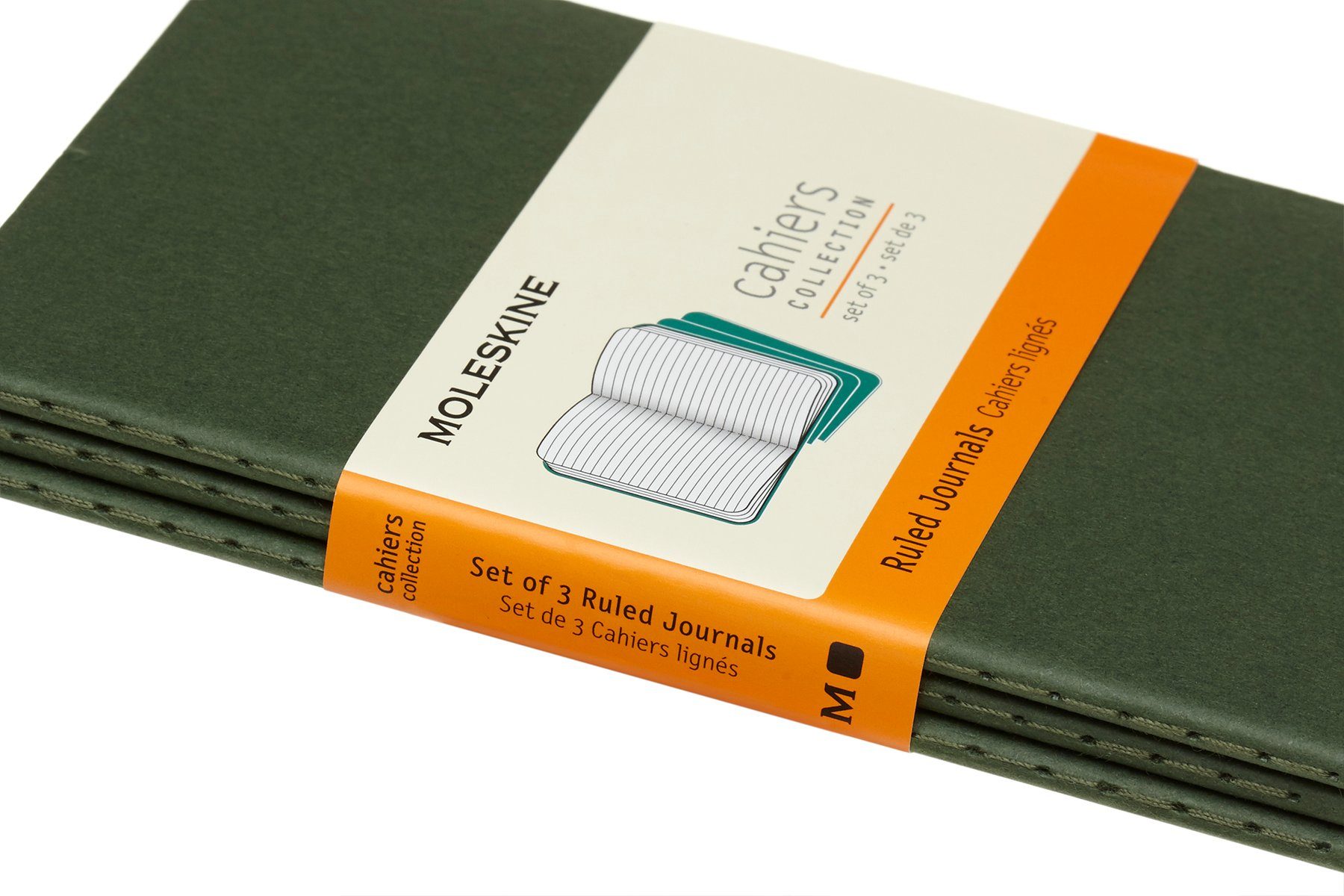 MOLESKINE Notizheft, mit - Myrtengrün 70g-Papier 3er Kartoneinband Cahier - Set