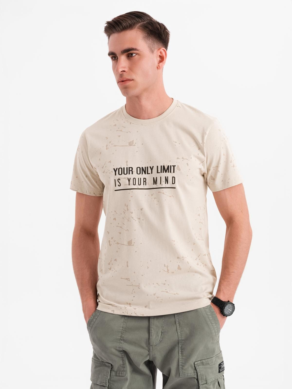 OMBRE Print-Shirt Bedrucktes Herren-T-Shirt mit Rundhalsausschnitt