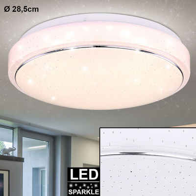 etc-shop LED Deckenleuchte, RGB LED Decken Leuchte Chrom Sternen Effekt Lampe weiß Tageslicht