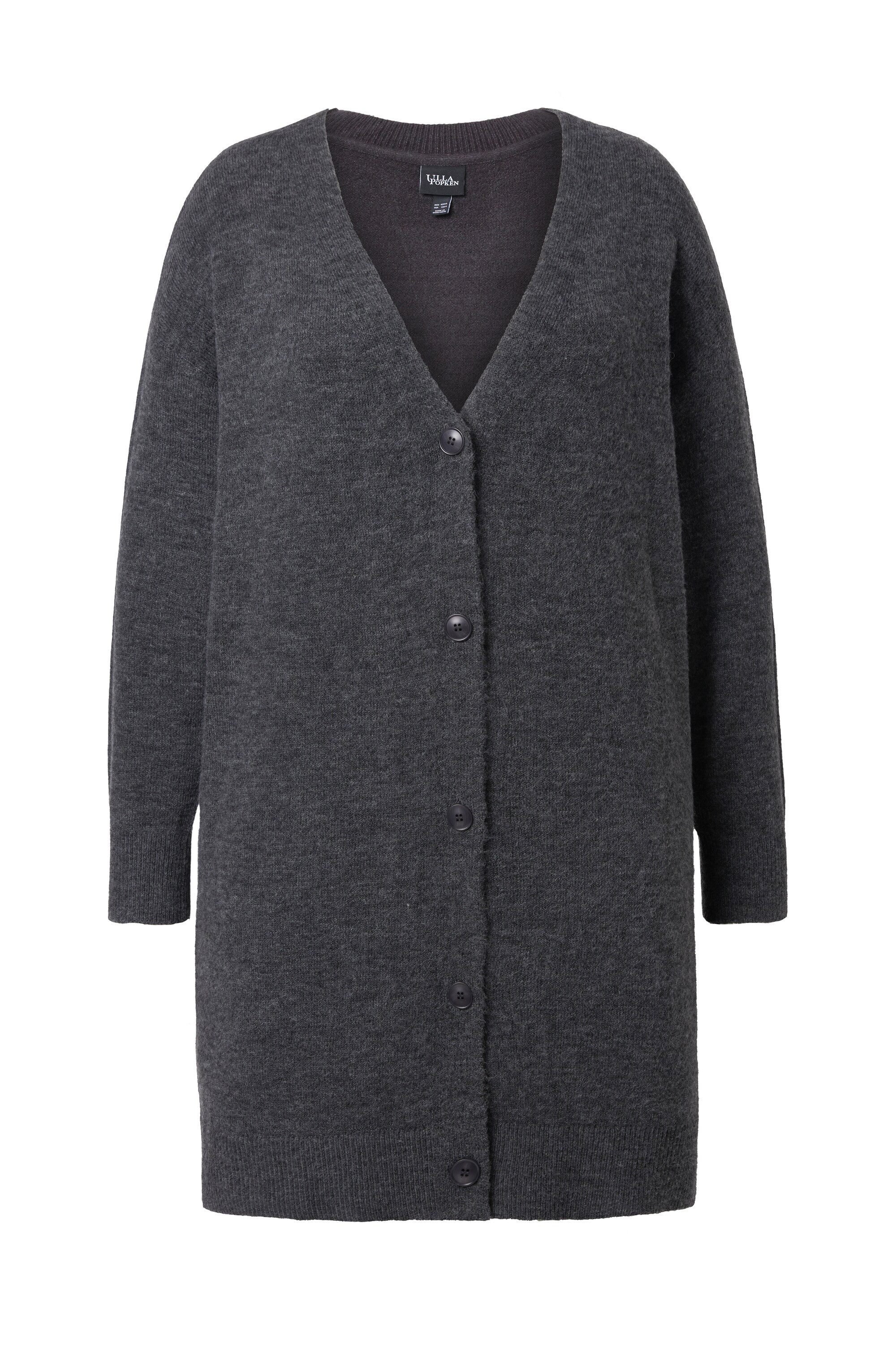 Ulla Popken Strickjacke Strickjacke Boxy Fit V-Ausschnitt Knopfleiste günstig online kaufen