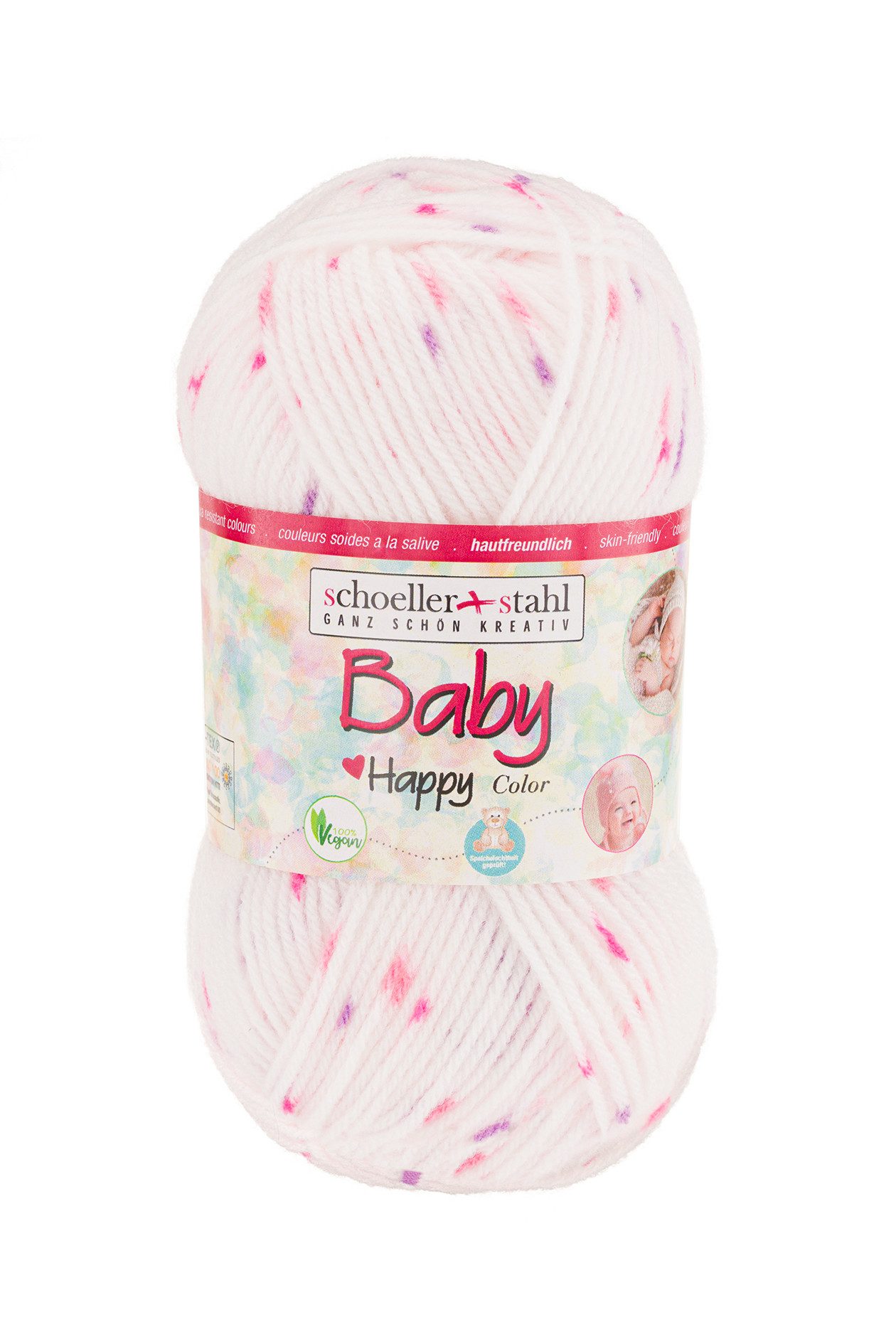 Schoeller + Stahl Baby Happy Color Häkelwolle, 185 m, wunderbar weiches, pflegeleichtes Garn mit fröhlichen Farbakzenten