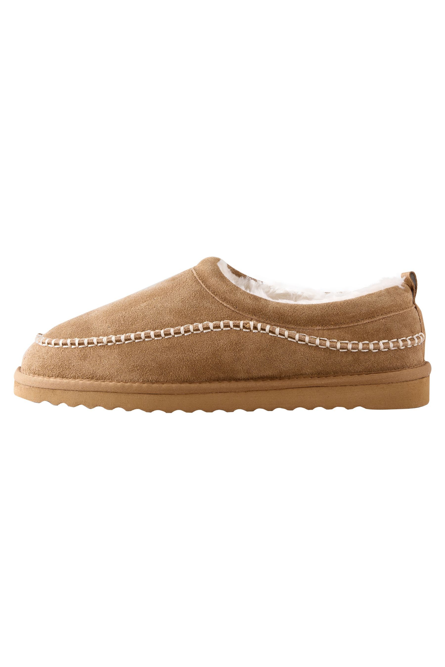 Signature Veloursleder-Slipper mit Ziernaht Hausschuh