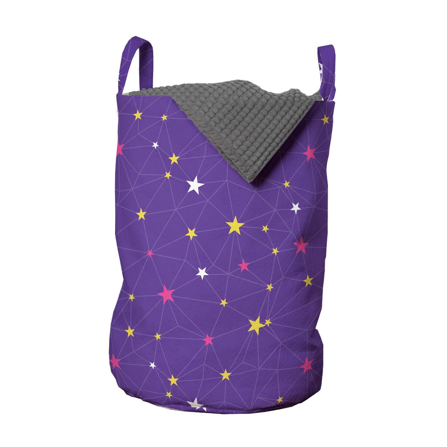 Abakuhaus Wäschesäckchen Wäschekorb mit Abstrakt Netzlinien Dots Sterne Griffen für Kordelzugverschluss Waschsalons