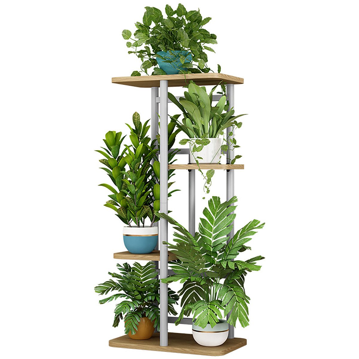 GarveeMore Blumenständer Neu Pflanzenständer Metall Blumenregal mit hölzern günstig online kaufen