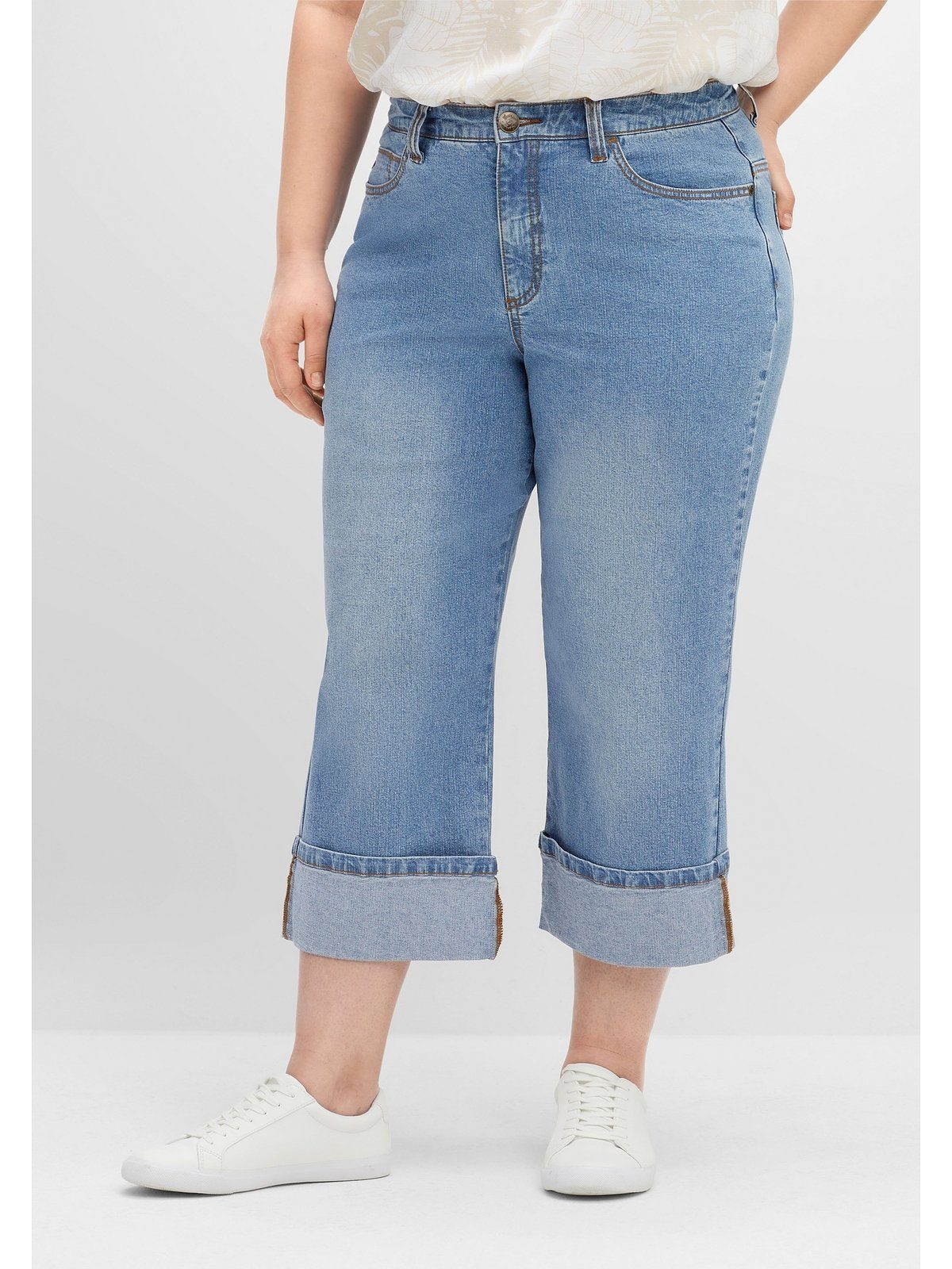 Sheego 3/4-Jeans Große Größen mit weiter Beinform im Dad-Stil