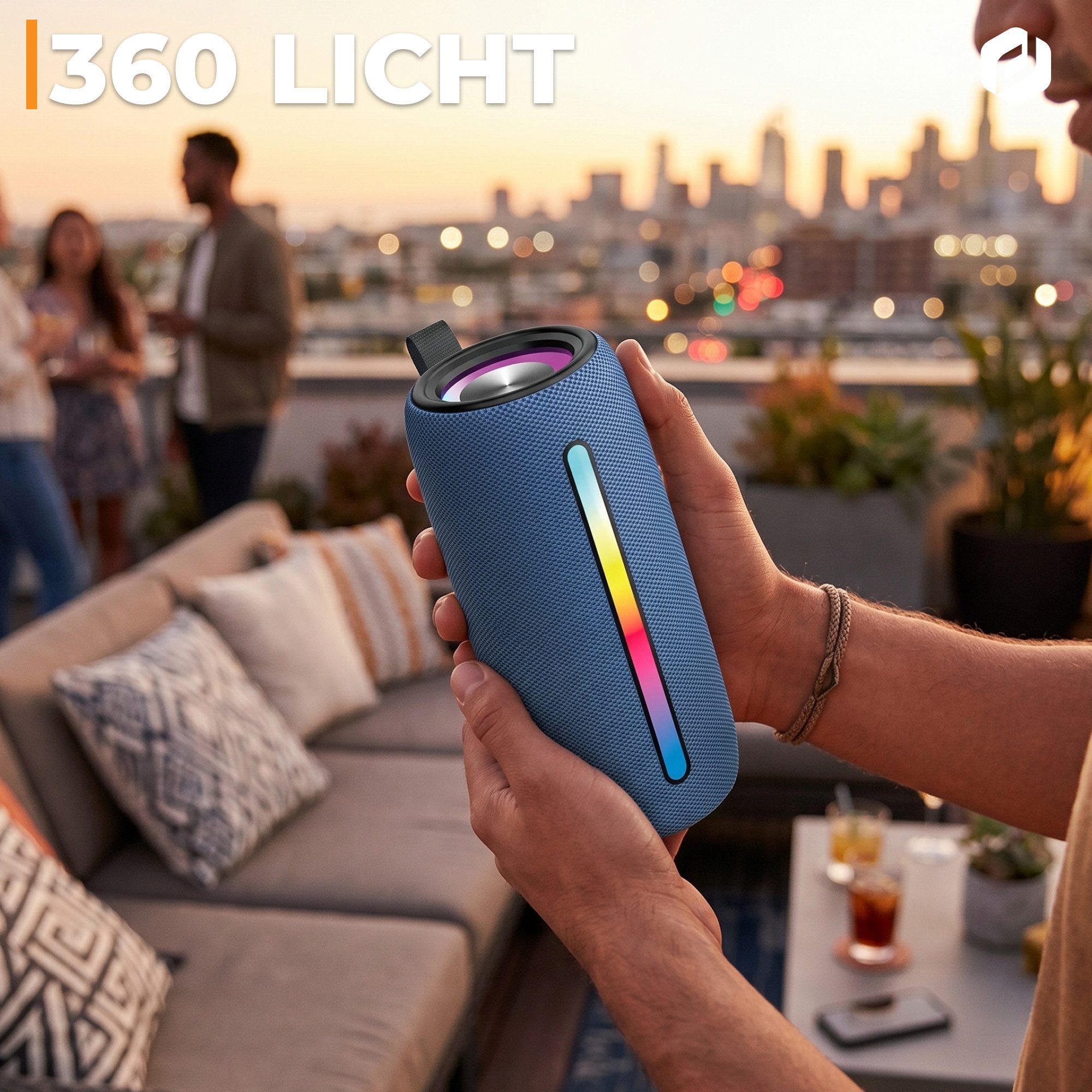 Denver BTL-360BU Bluetooth-Speaker Stereo (2 Lautsprecher) (10 W, RGB- Lichtfunktion, TWS-Funktion, Freisprecheinrichtung)