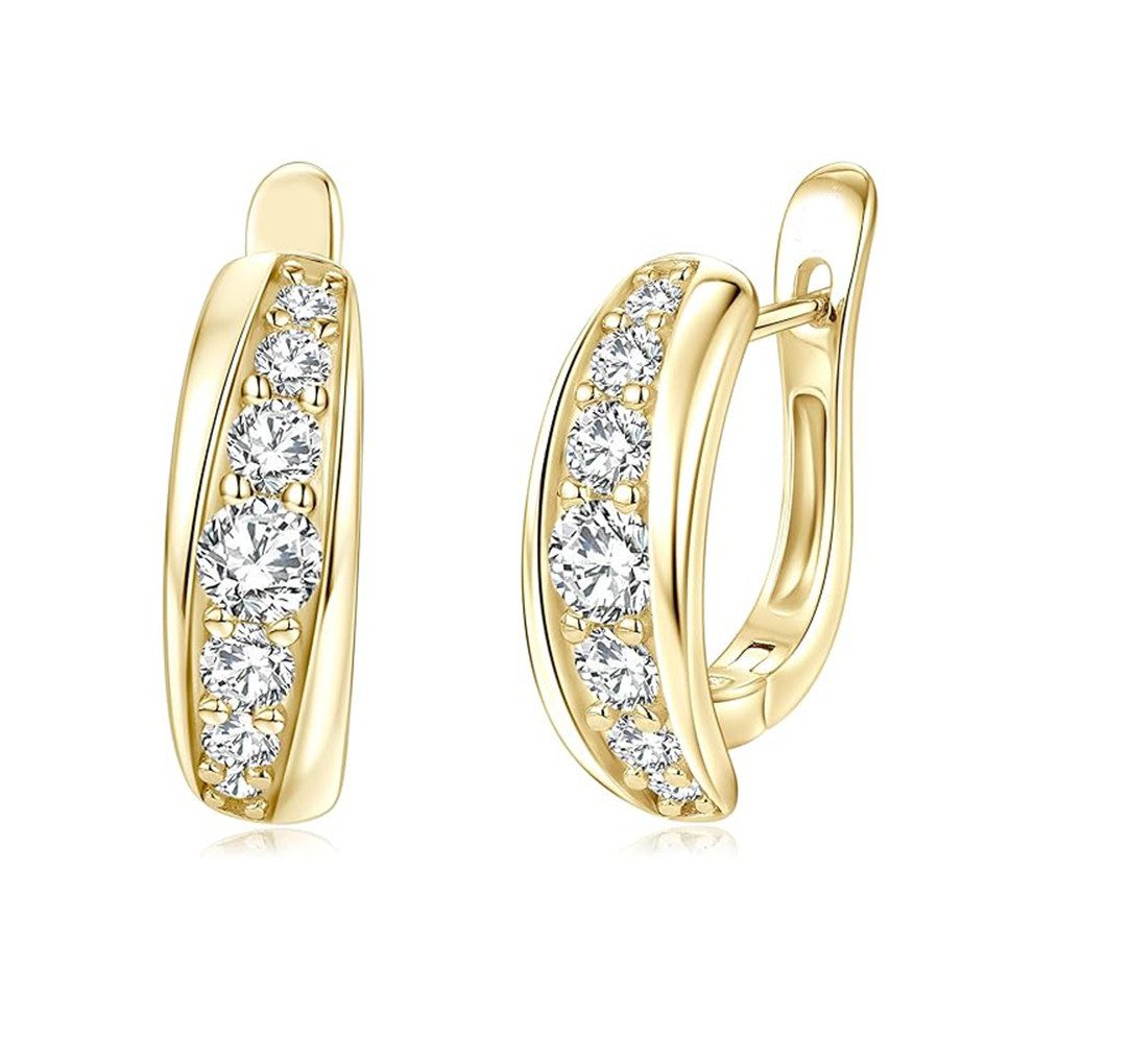 Jumpeak Paar Ohrstecker mit Ohrklemme Damen ohrringe,Ohrringe gold 585 echtgold,Diamantohrringe für Damen, D/E,VVS/VS,Geschenk für frau,Geschenk trauzeugin,Tochter geschenk
