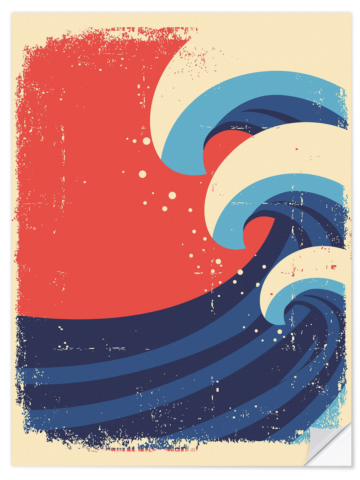 Posterlounge Wandfolie Editors Choice, Meereswellen, Badezimmer Maritim Illustration
