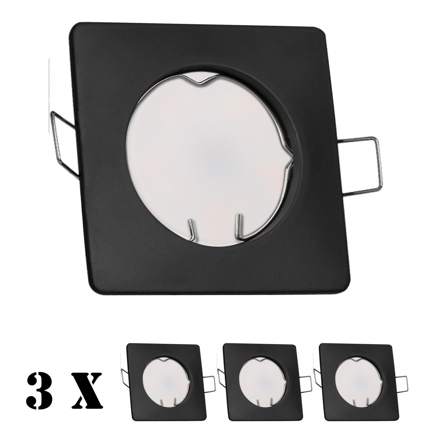 LED Einbaustrahler 3er mit flach in LED Einbaustrahler schwarz Leuchtmittel extra LEDANDO Set 5W
