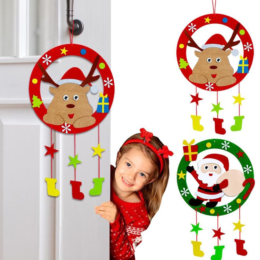 Coonoor Dekohänger Weihnachtskränze Bastelset für Kinder,Weihnachtsbaum Dek günstig online kaufen