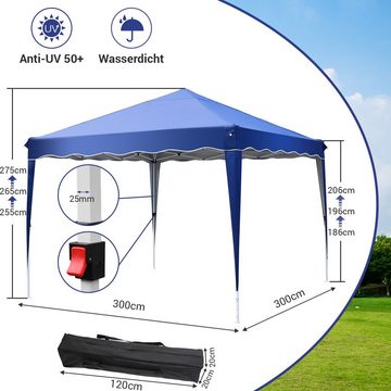 TLGREEN Faltpavillon Pavillon 3x3m Wasserdicht, Falt Zelt mit 4 Seitenwänden,UV Schutz 50+, mit 4 Seitenteilen