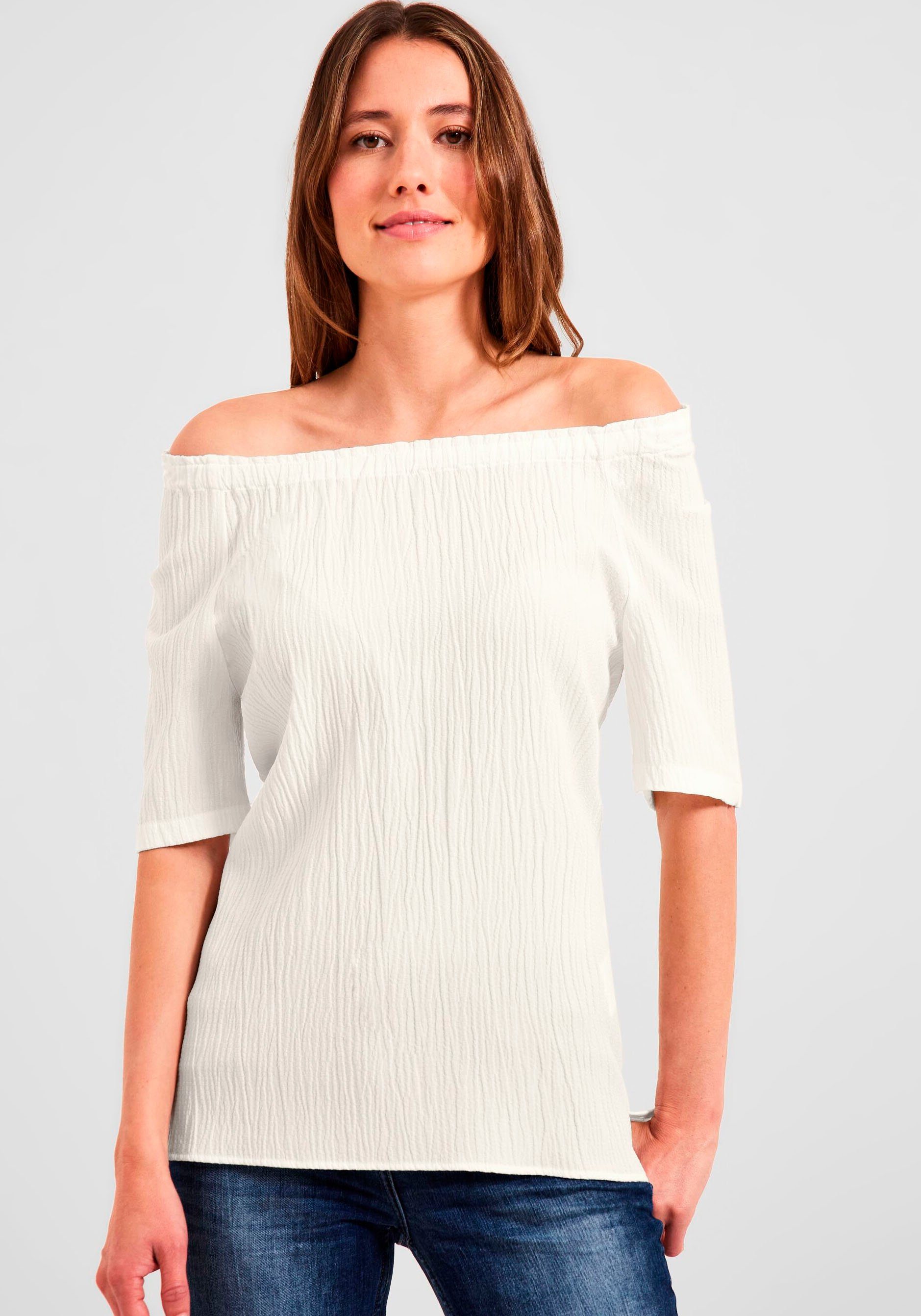 Cecil Crinklebluse mit gekräuseltem Ausschnitt vanilla white | 