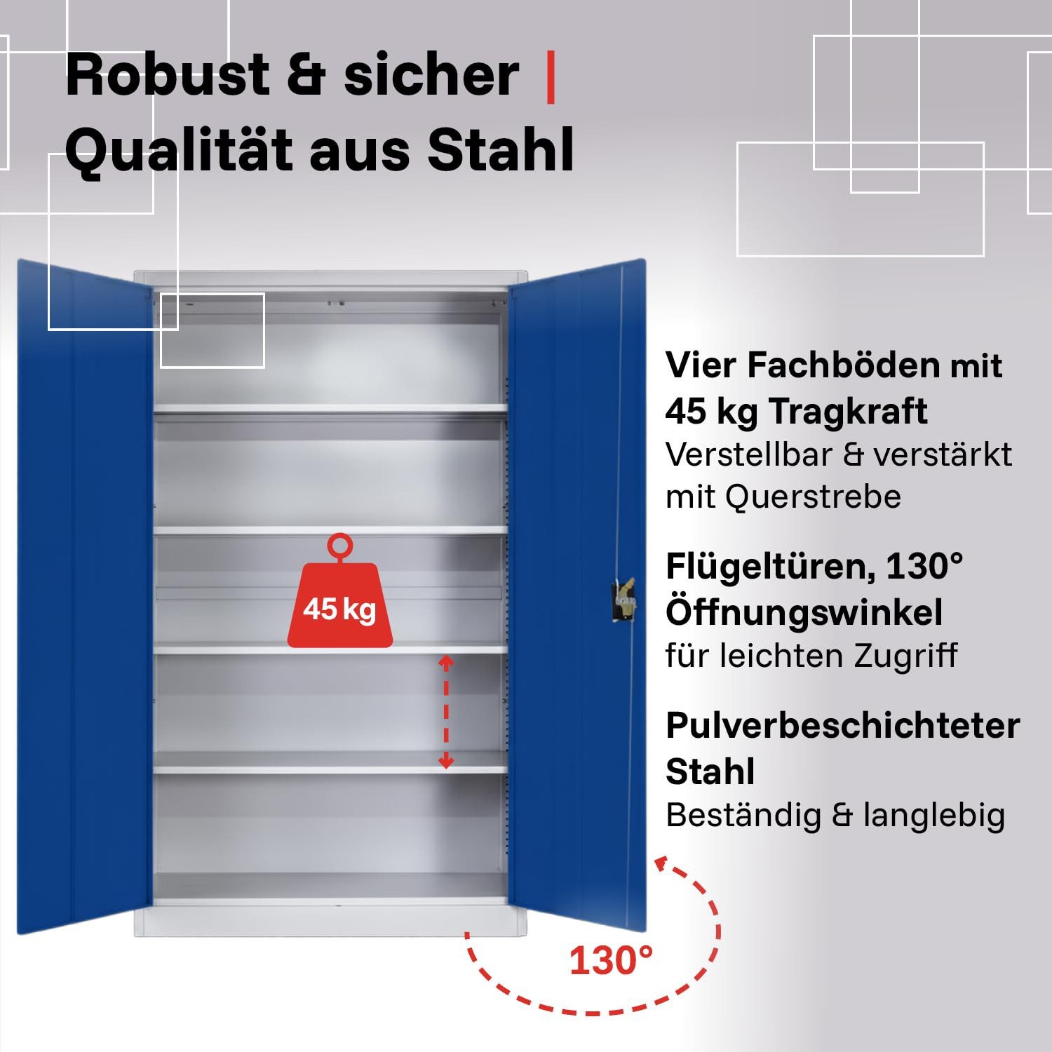 LagerZwei Aktenschrank Mehrzweckschrank 195x100x50 cm (Set, 3-St) abschließbar